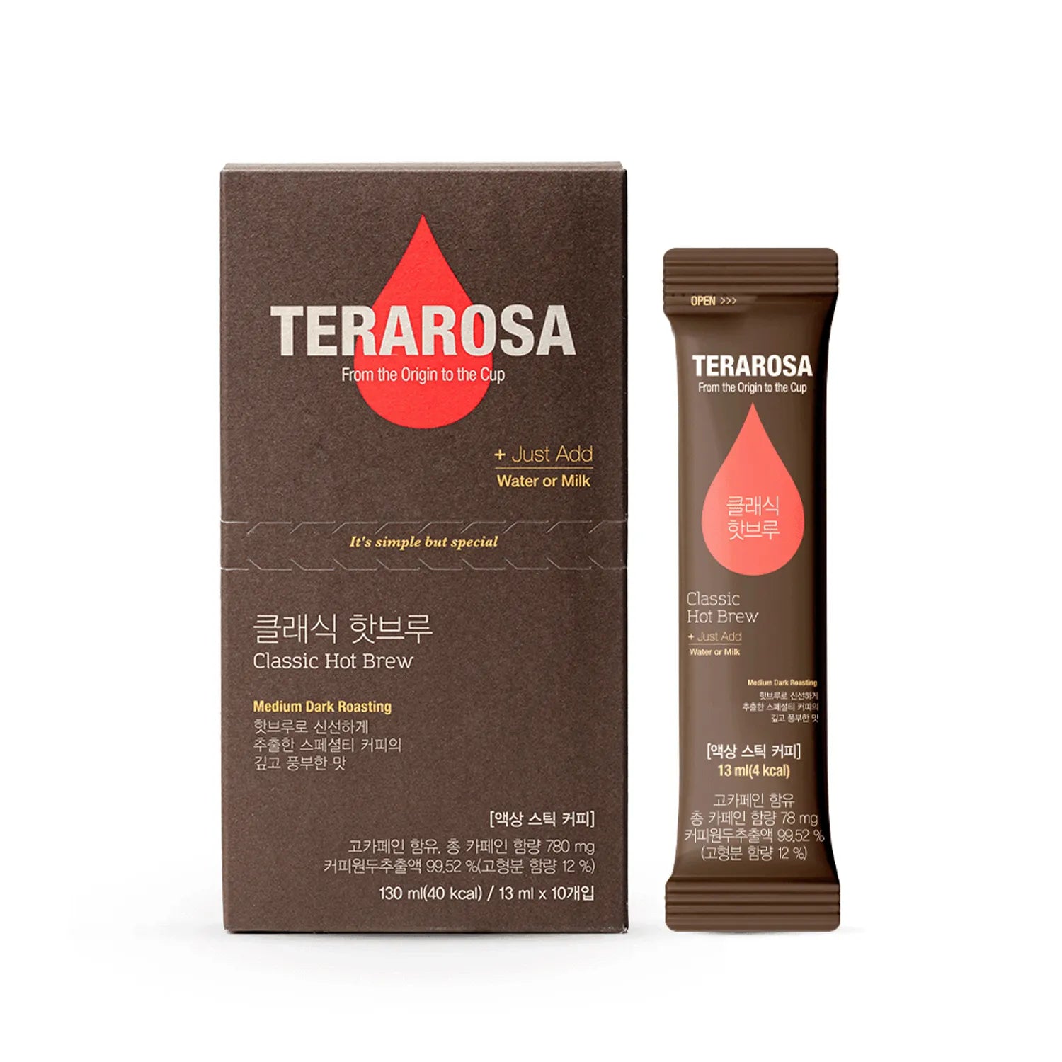 TERAROSA Hot Brew Liquid Stick Coffee #Classic 10 Sticks