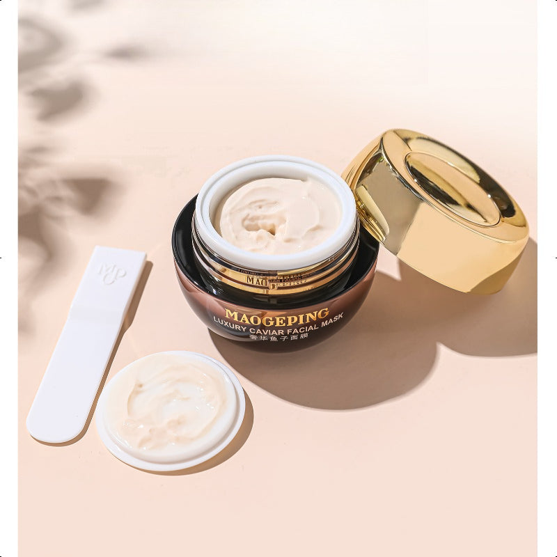 MAOGEPING Luxury Caviar Facial Mask, 30ml. - Plumping & Refining | Pore-Refining | Overnight Renewal | With Applicator Brush