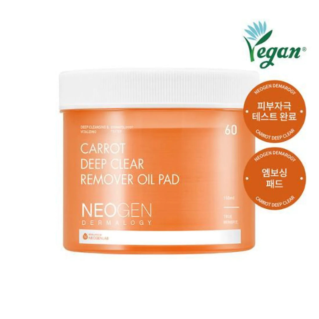 Neogen Dermalogy Carrot Deep Clear Remover Oil Pad 60 Sheets