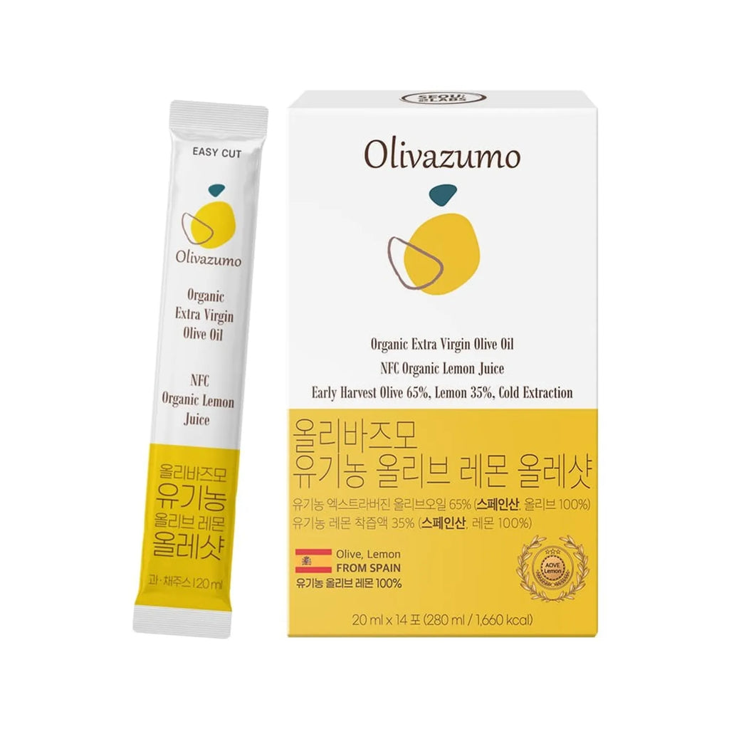 Olivazumo Extra Virgin Olive Oil NFC Organic Lemon Juice 14 Sticks
