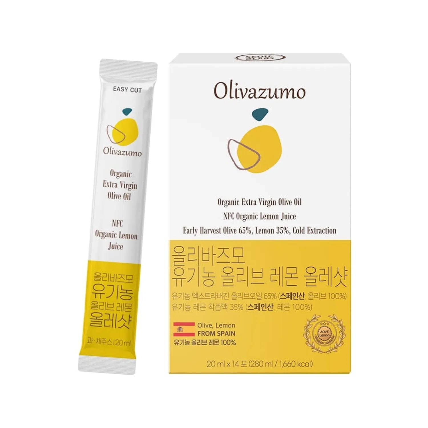 Olivazumo Extra Virgin Olive Oil NFC Organic Lemon Juice 14 Sticks