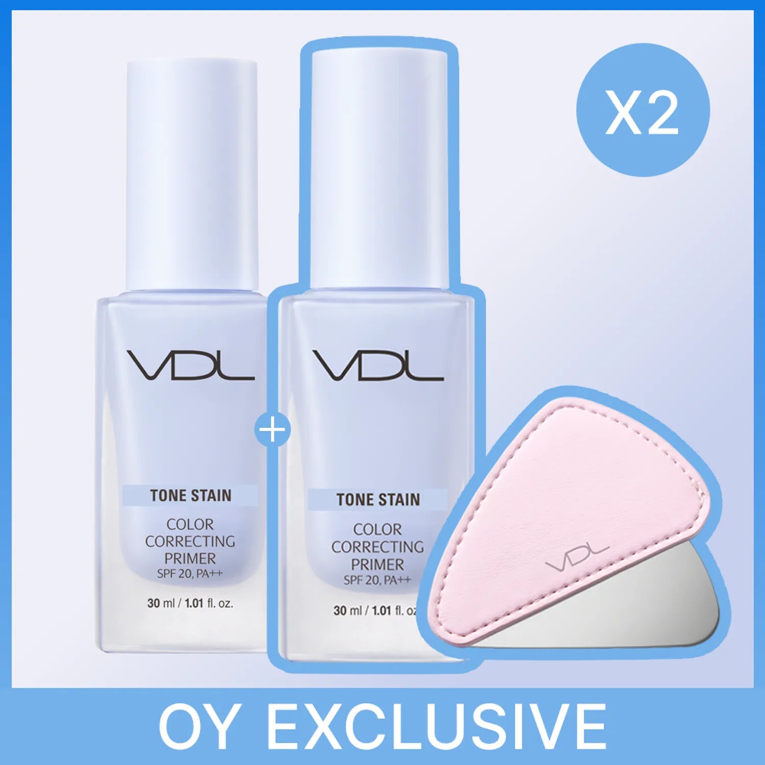 ★Double Pack★ VDL Tone Stain Color Correcting Primer 30ml 03 Serenity x2 + Triangle Spatula
