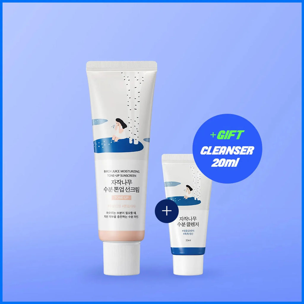 ROUND LAB BIRCH JUICE MOISTURIZING TONE-UP SUNSCREEN 50ml Special Set (+Cleanser 20mL)
