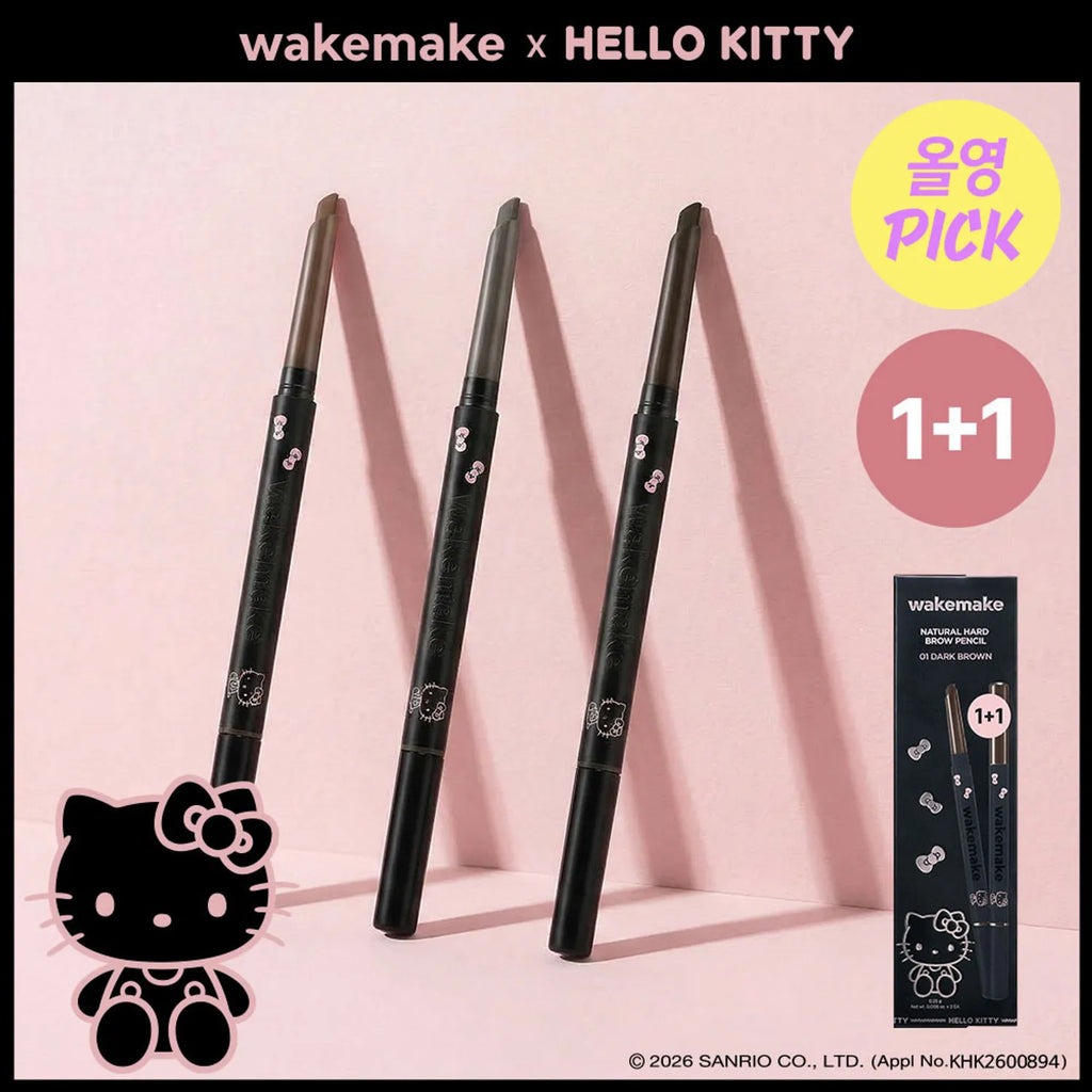 [HELLO KITTY] WAKEMAKE Natural Hard Brow Pencil 1+1 Set (3 Colors)