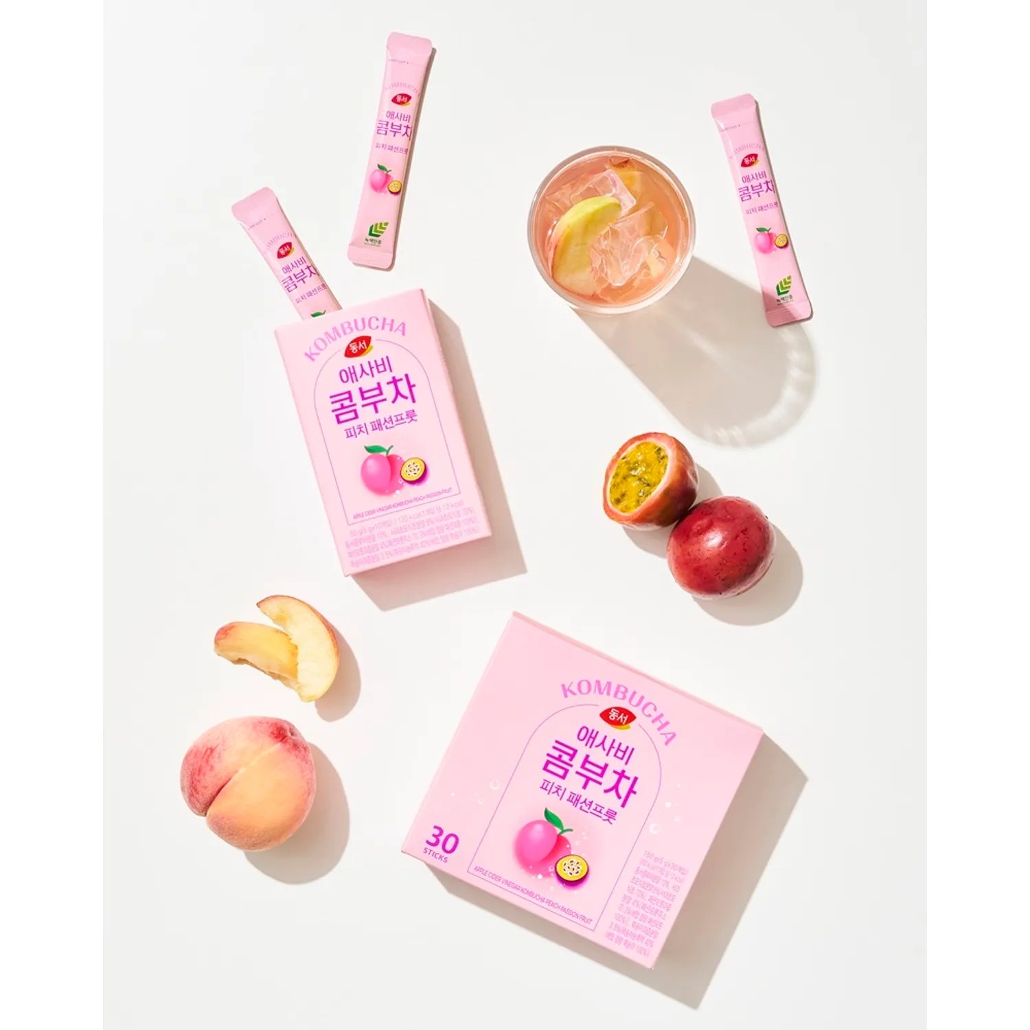 Dongsuh Apple Cider Vinegar Kombucha Peach Passion Fruit 150g (30 Sticks)