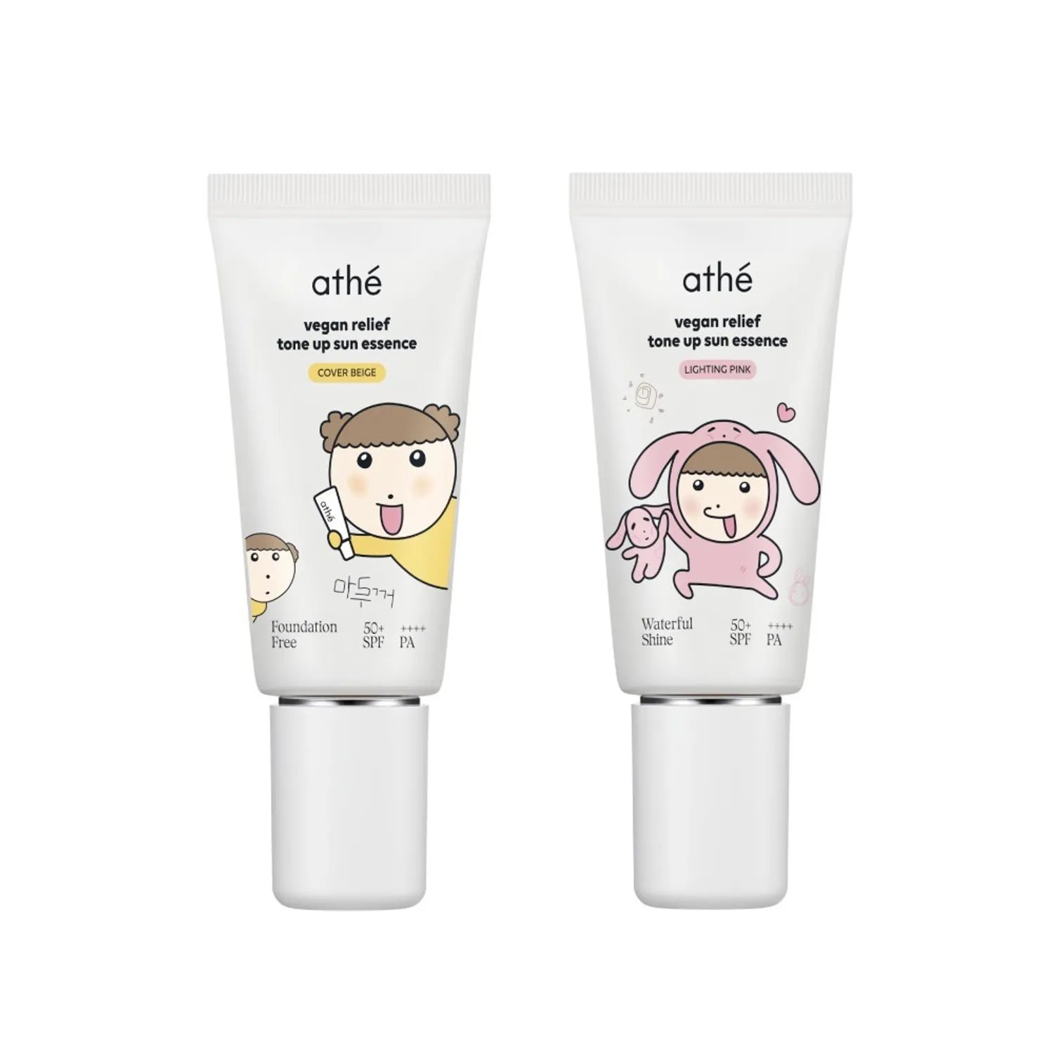 athe Vegan Relief Tone Up Sun Essence SPF50+ Light Pink 1+1 Set (50ml+50ml)