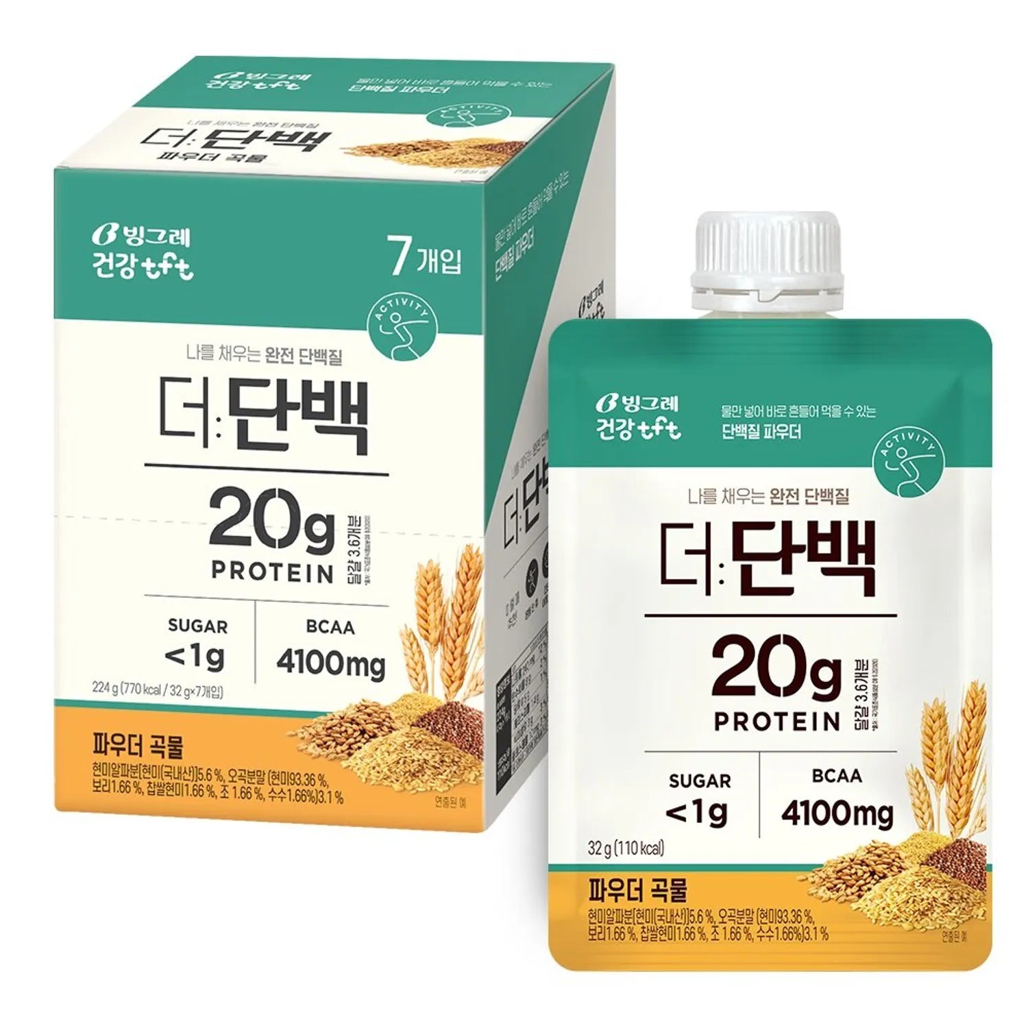 Binggrae The Protein Powder Pouch 39g 1ea 2 Options To Choose (Choco, Multi-grain)