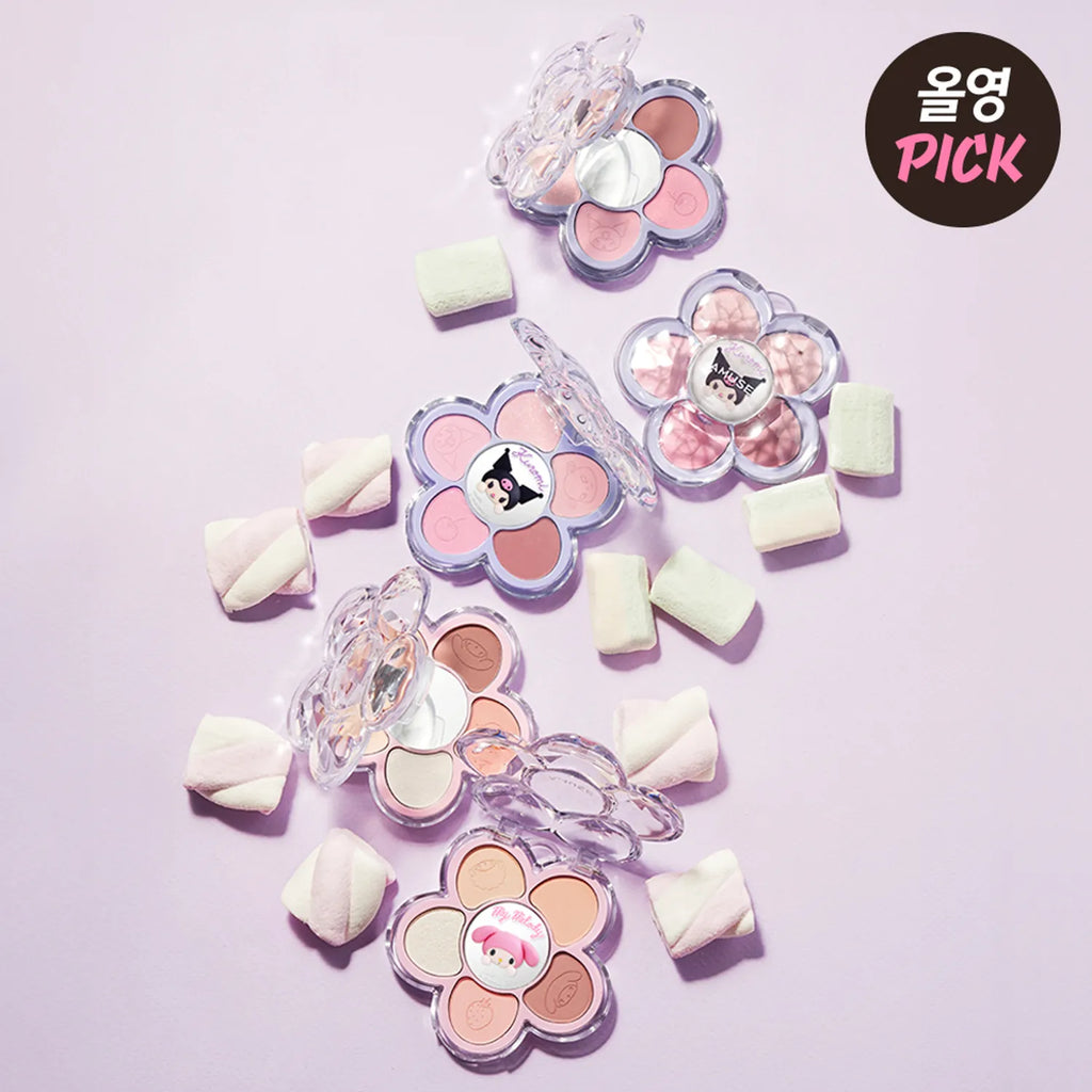 [MY MELODY & KUROMI EDITION] AMUSE Flora Eye Palette (+Acrylic Charm, Seal Sticker)