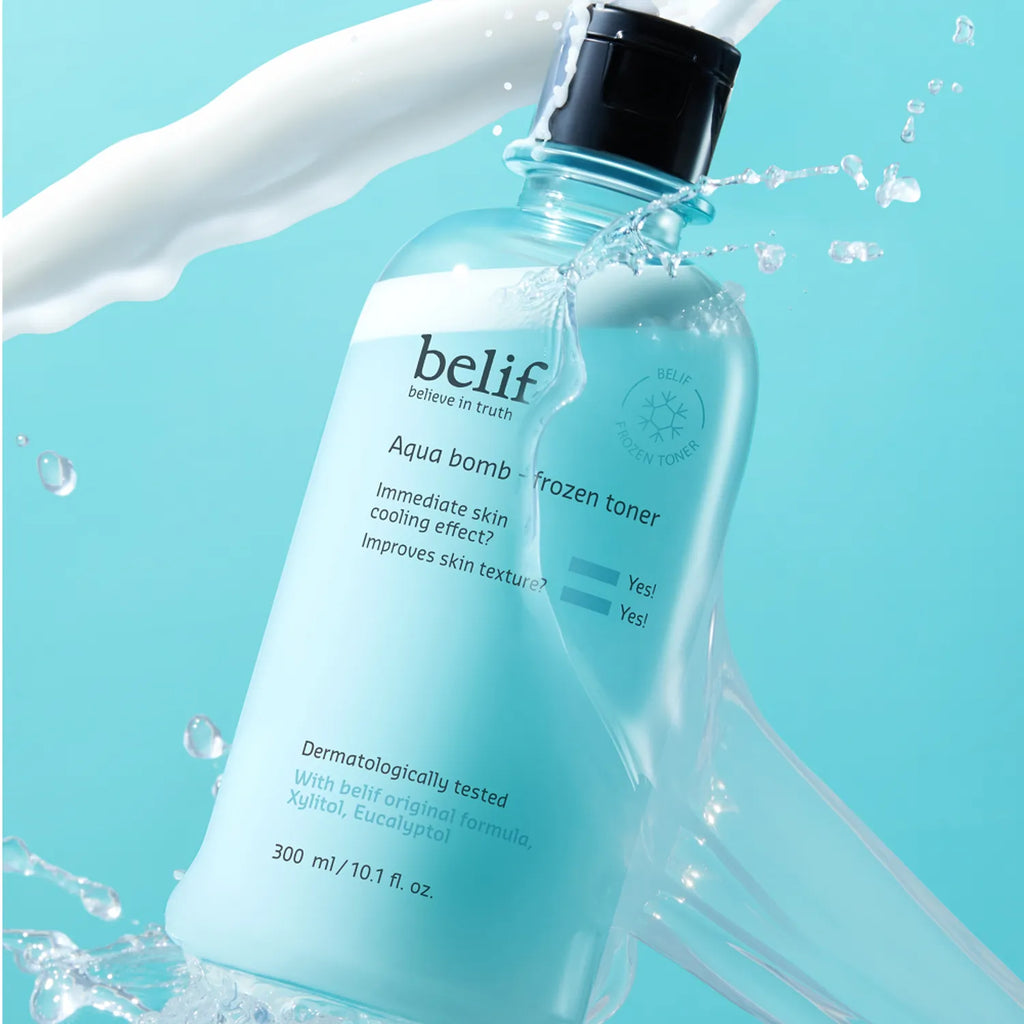 [dropdropdrop EDITION] belif Aqua Bomb Frozen Toner Set (Toner 300ml+50ml+Gel Pad 140P)