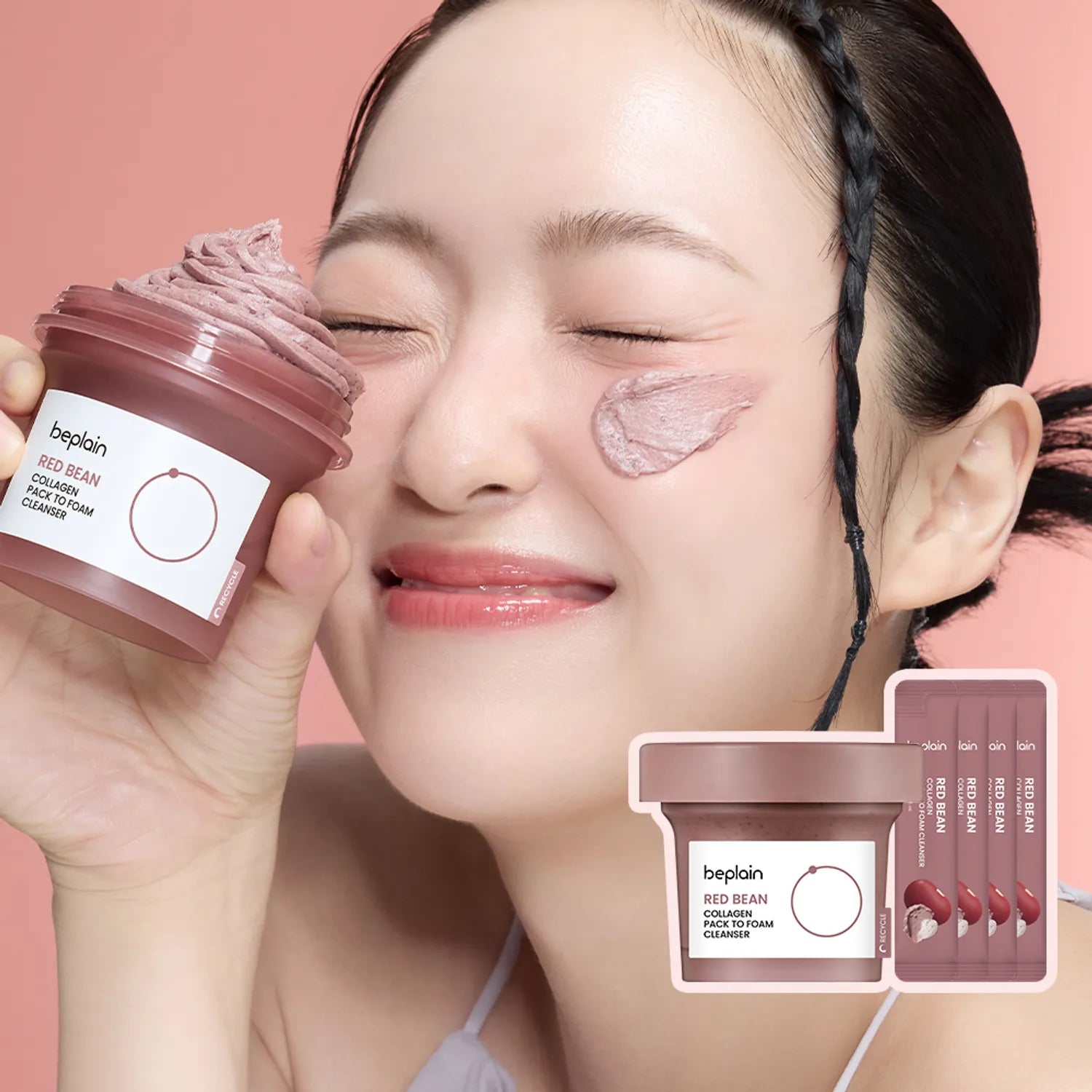 beplain Red Bean Collagen Pack To Foam Cleanser 100ml Set (+5ml*4ea)