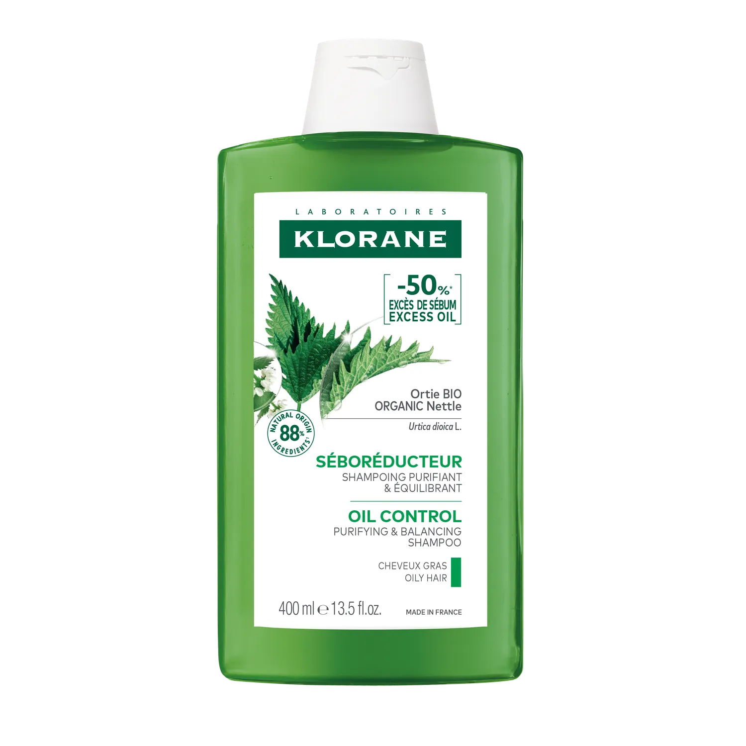 KLORANE Nettle No Sebum Shampoo 400mL (for oily scalp)