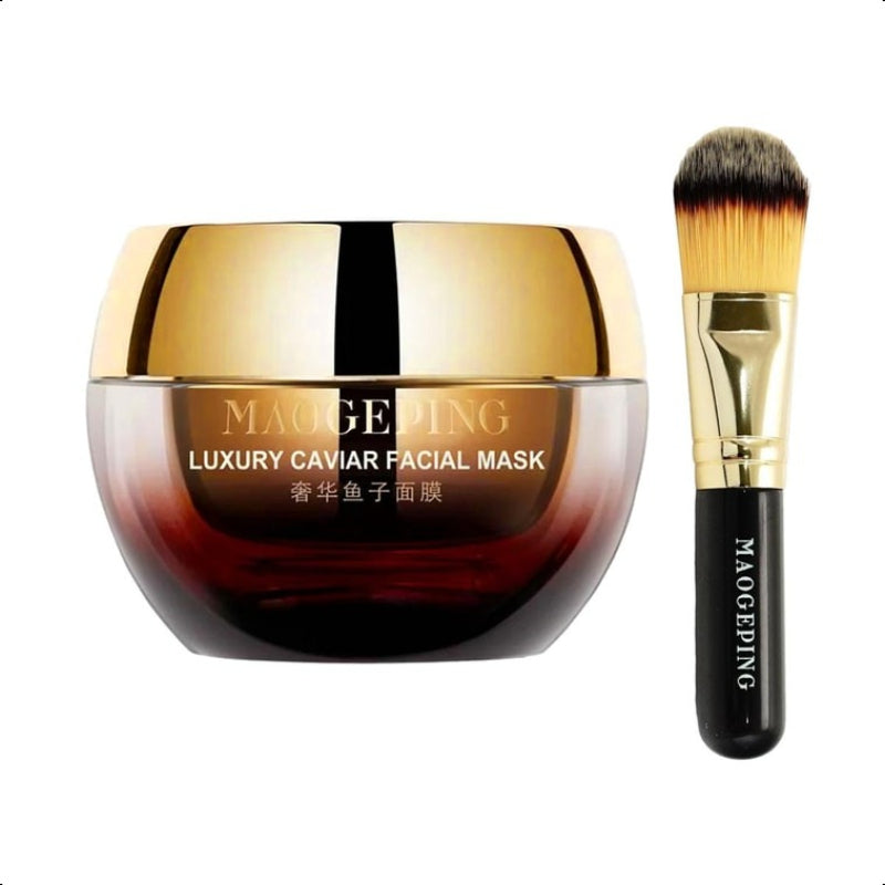 MAOGEPING Luxury Caviar Facial Mask, 30ml. - Plumping & Refining | Pore-Refining | Overnight Renewal | With Applicator Brush