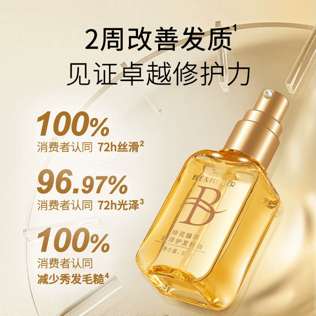 蜂花BEE&FLOWER 蜂花 蜂花臻萃闪耀丝滑护发精油清爽柔顺保湿亮泽修护毛糙50ml