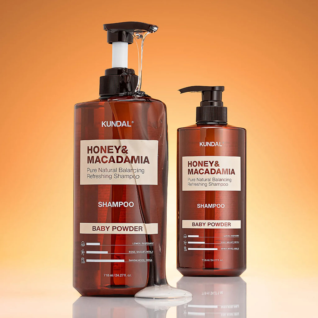 KUNDAL Honey & Macadamia Nature Shampoo&Treatment 300ml #Baby Powder Set (+Shampoo&Treatment 100ml)