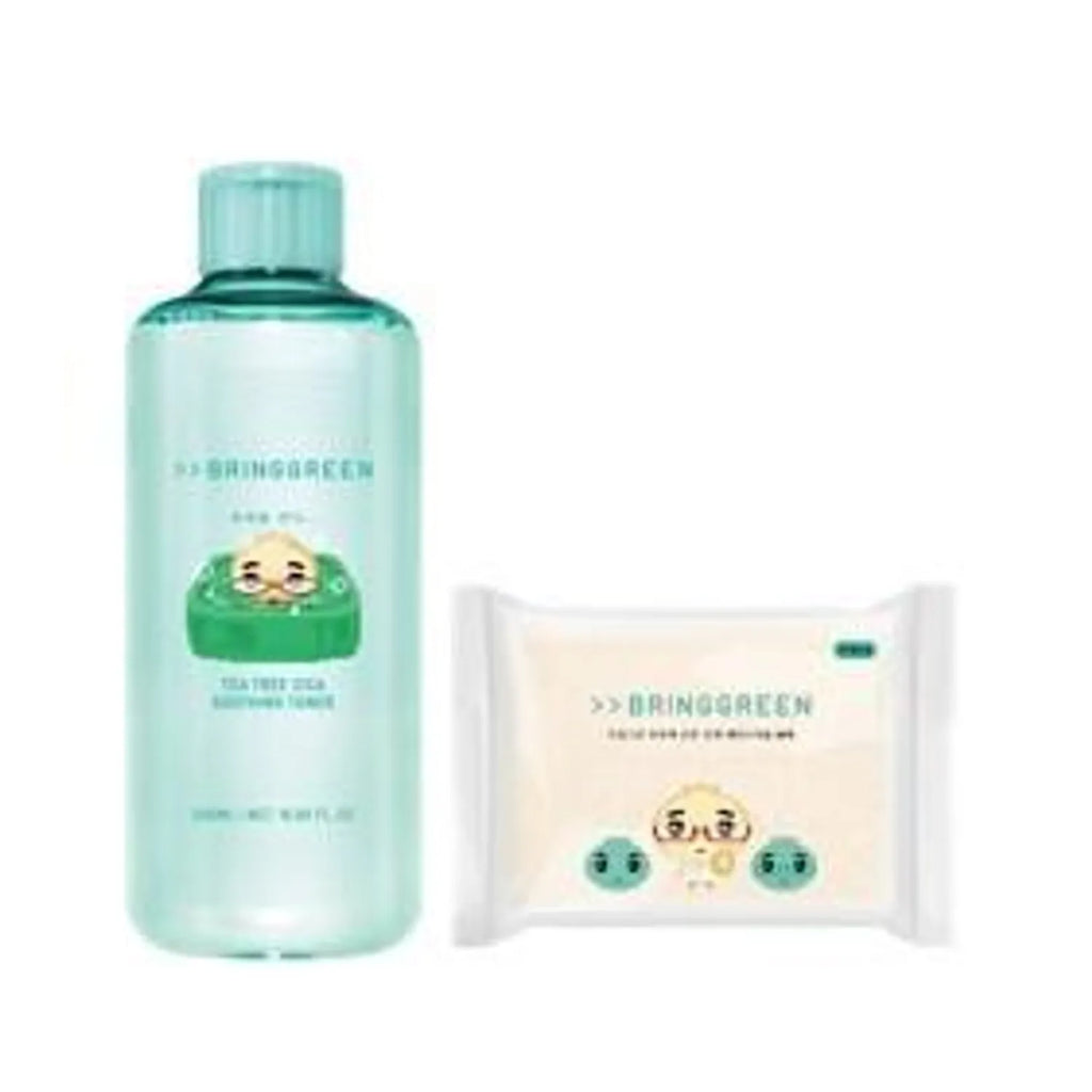 [Angyeong Mandu Edition] BRINGGREEN Tea Tree Cica Soothing Toner 500ml Set (+Angyeong Mandu Face Towel)