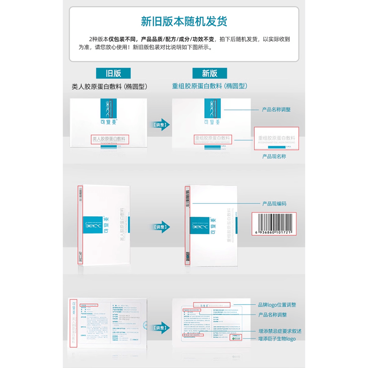 KOMFYMED可复美 类人胶原蛋白医美医用敷料 / 重组胶原蛋白敷料 修复冷敷贴 蓝膜 5片【新老版本随机发送】