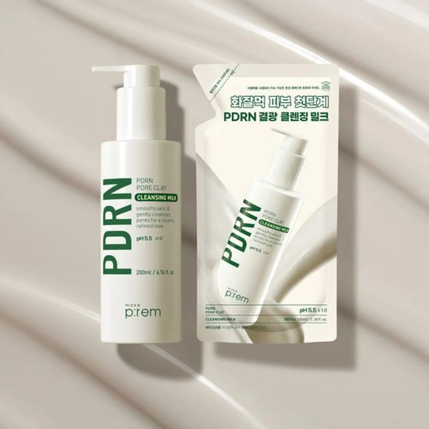 makeprem PDRN Pore Clay Cleansing Milk 200ml Set (+Refill 100ml)