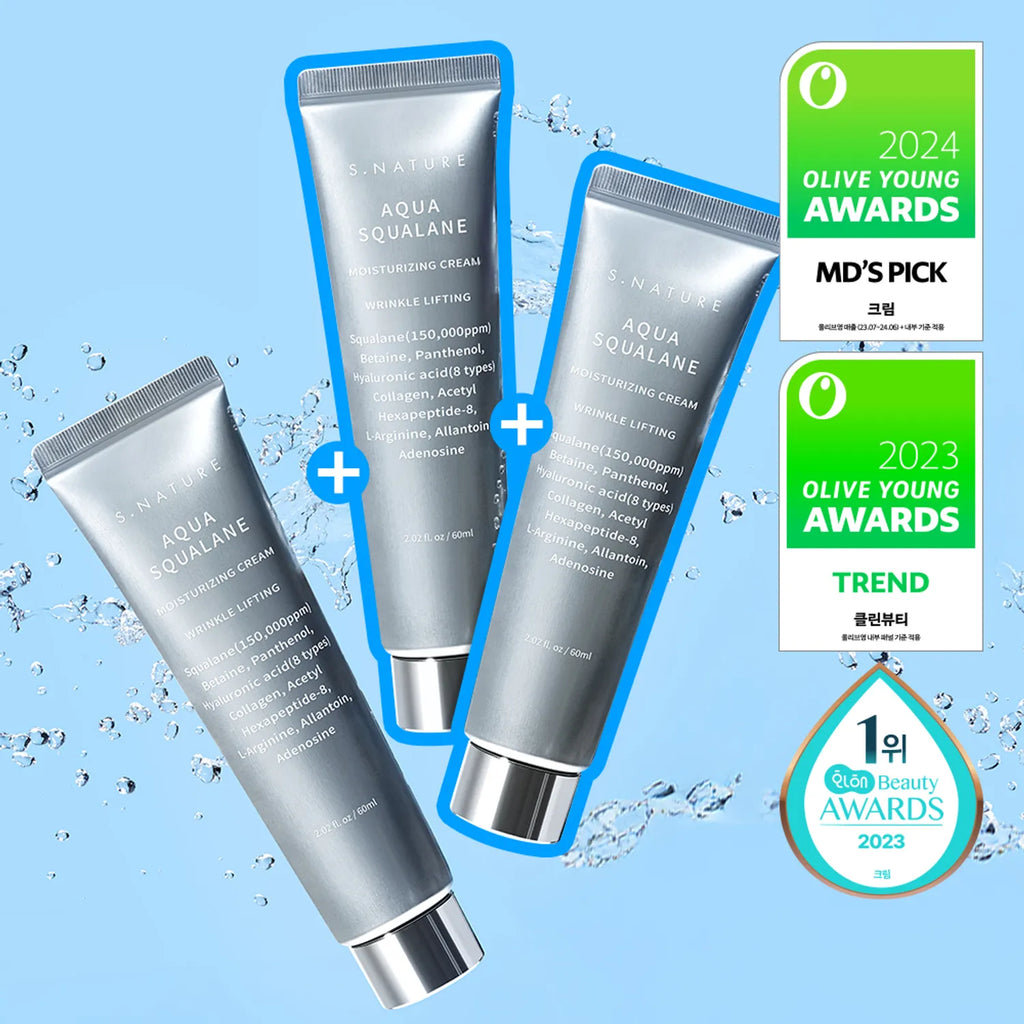 S.NATURE Aqua Squalane Moisturizing Cream 60ml Triple Pack (+Calming Pad 2P)