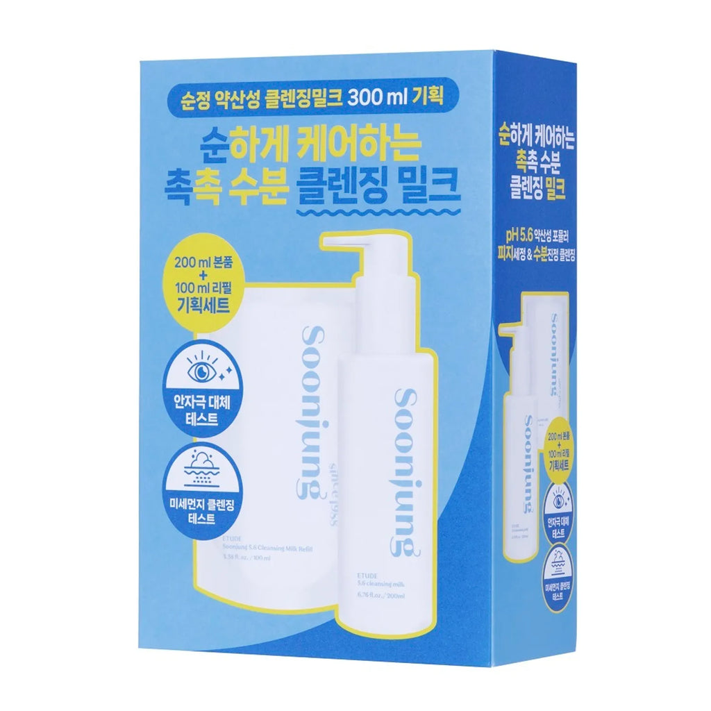 ETUDE Soonjung 5.6 Cleansing Milk 200ml Refill Set (+Refill 100ml)