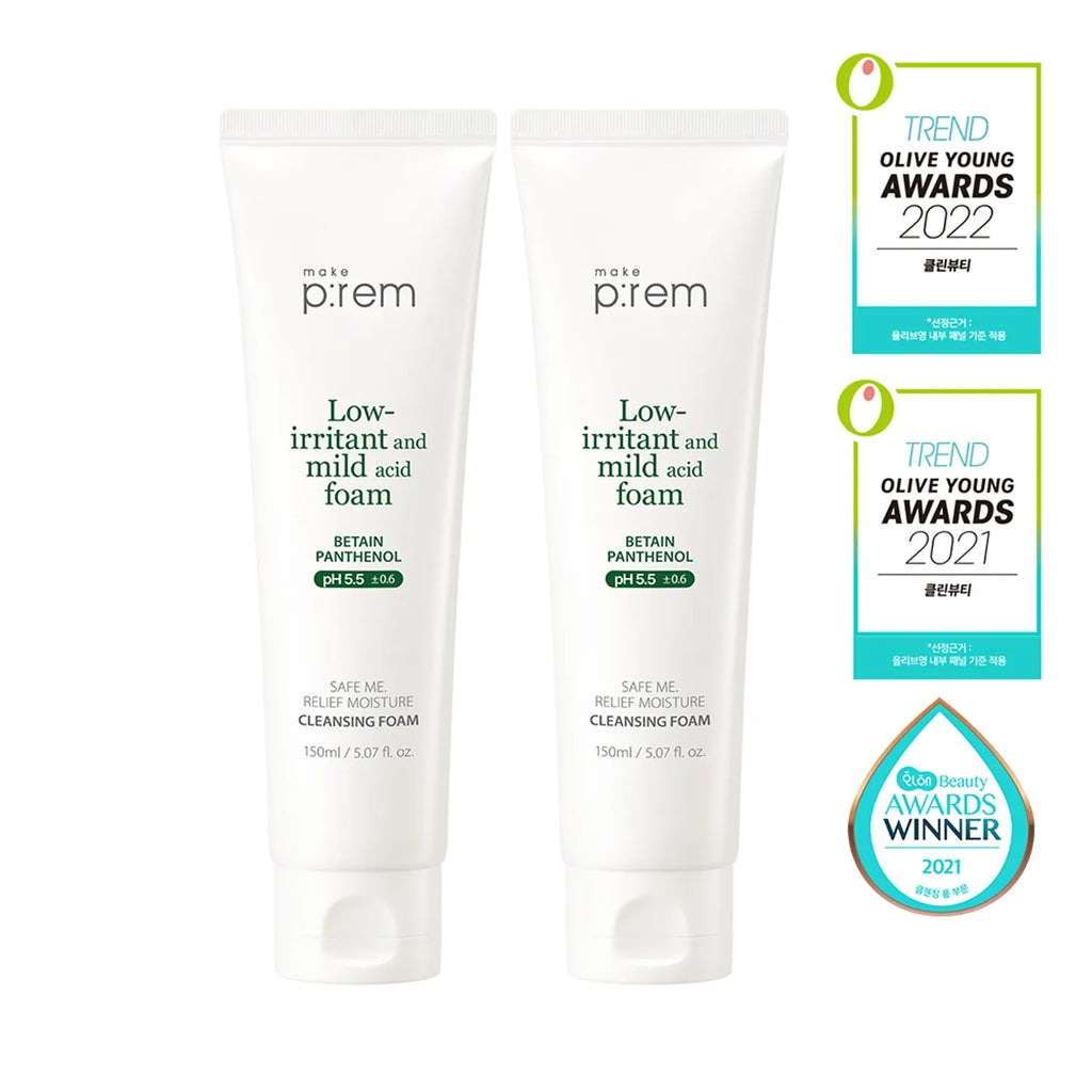 makeprem Safe Me Relief Moisture Cleansing Foam 150ml 1+1 Set (+PDRN Cleansing Milk 21ml)