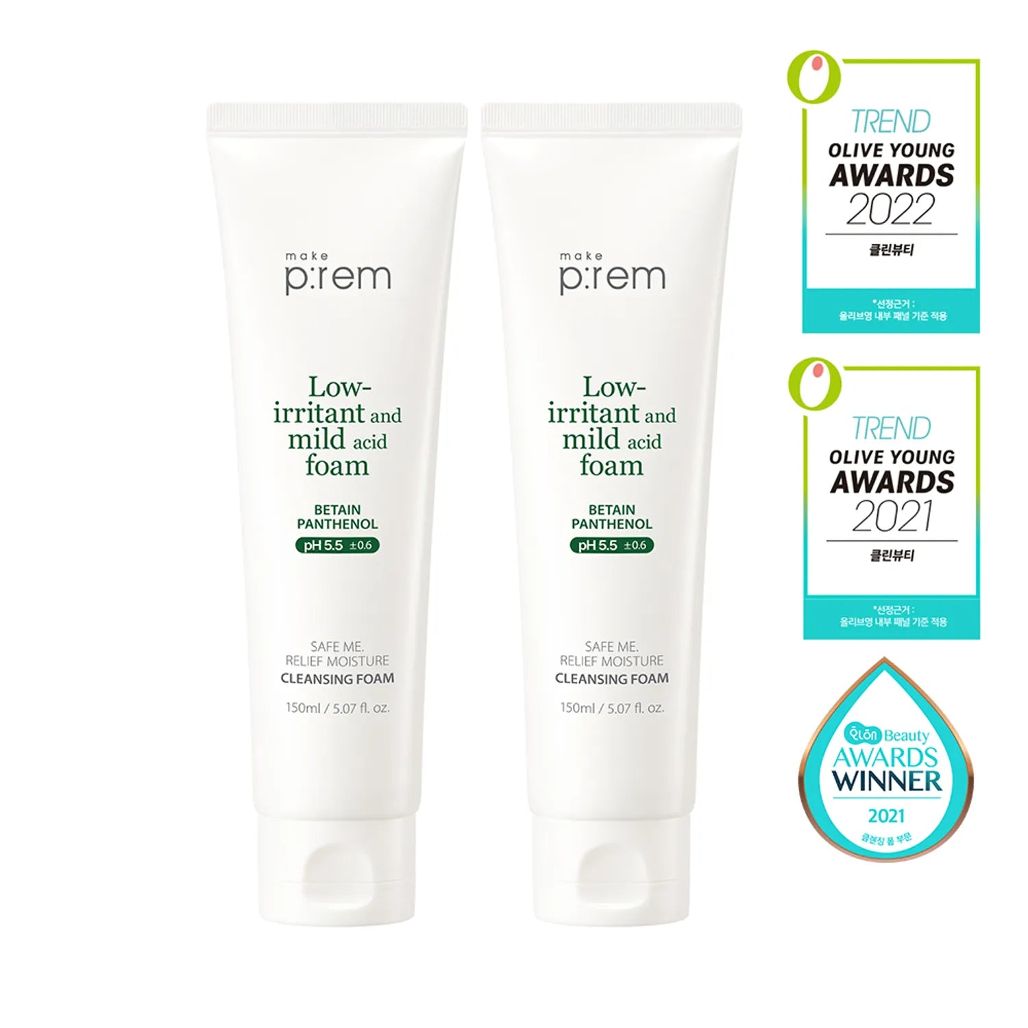 makeprem Safe Me Relief Moisture Cleansing Foam 150ml 1+1 Set (+PDRN Cleansing Milk 21ml)