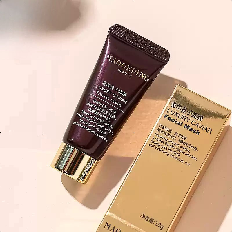 MAOGEPING Luxury Caviar Facial Mask, 10ml. - Plumping & Refining | Pore-Refining | Overnight Renewal | With Applicator Brush