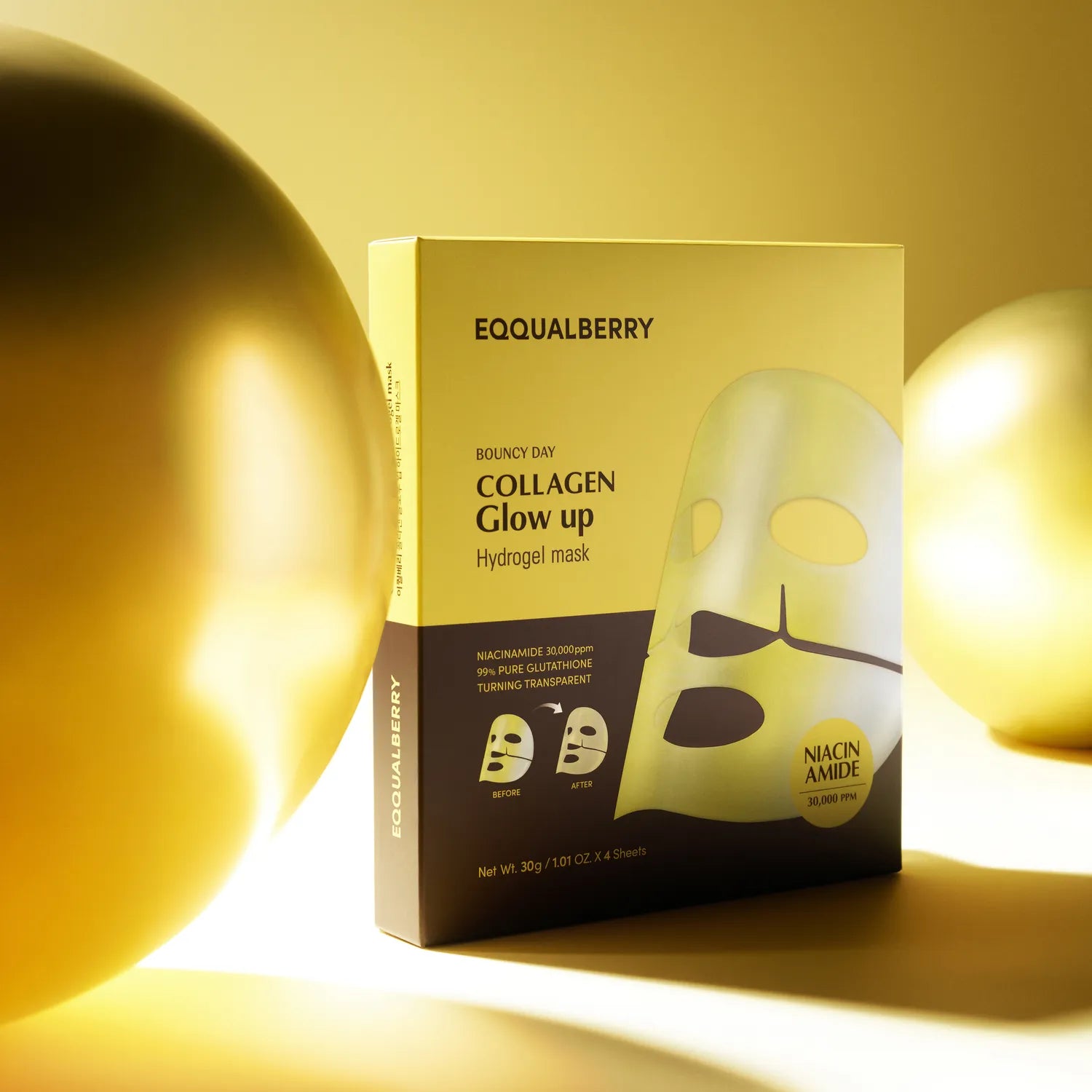 EQQUALBERRY Collagen Glow Up Hydrogel Mask 4P