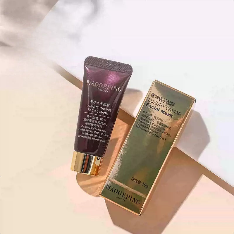MAOGEPING Luxury Caviar Facial Mask, 10ml. - Plumping & Refining | Pore-Refining | Overnight Renewal | With Applicator Brush