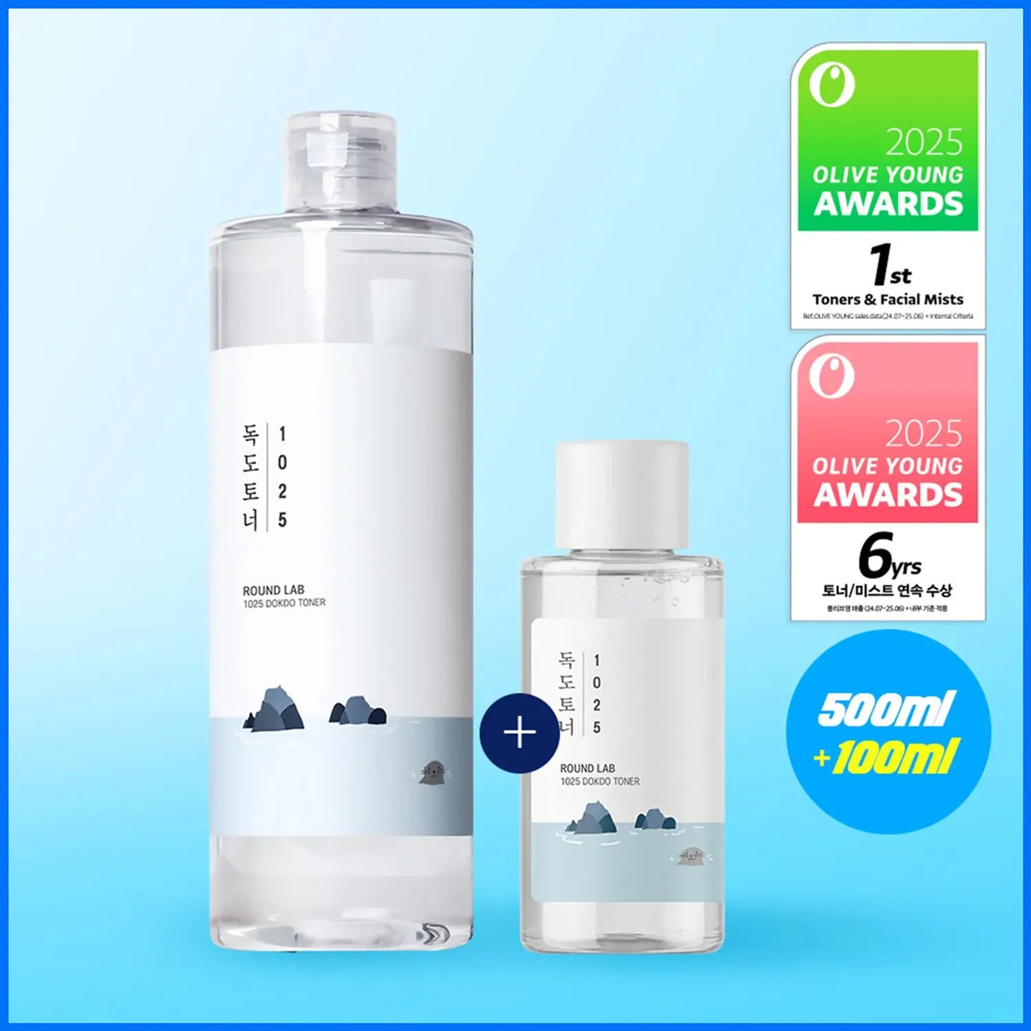 ROUND LAB 1025 Dokdo Toner Jumbo Size 500ml (Free Gift: Toner 100ml)