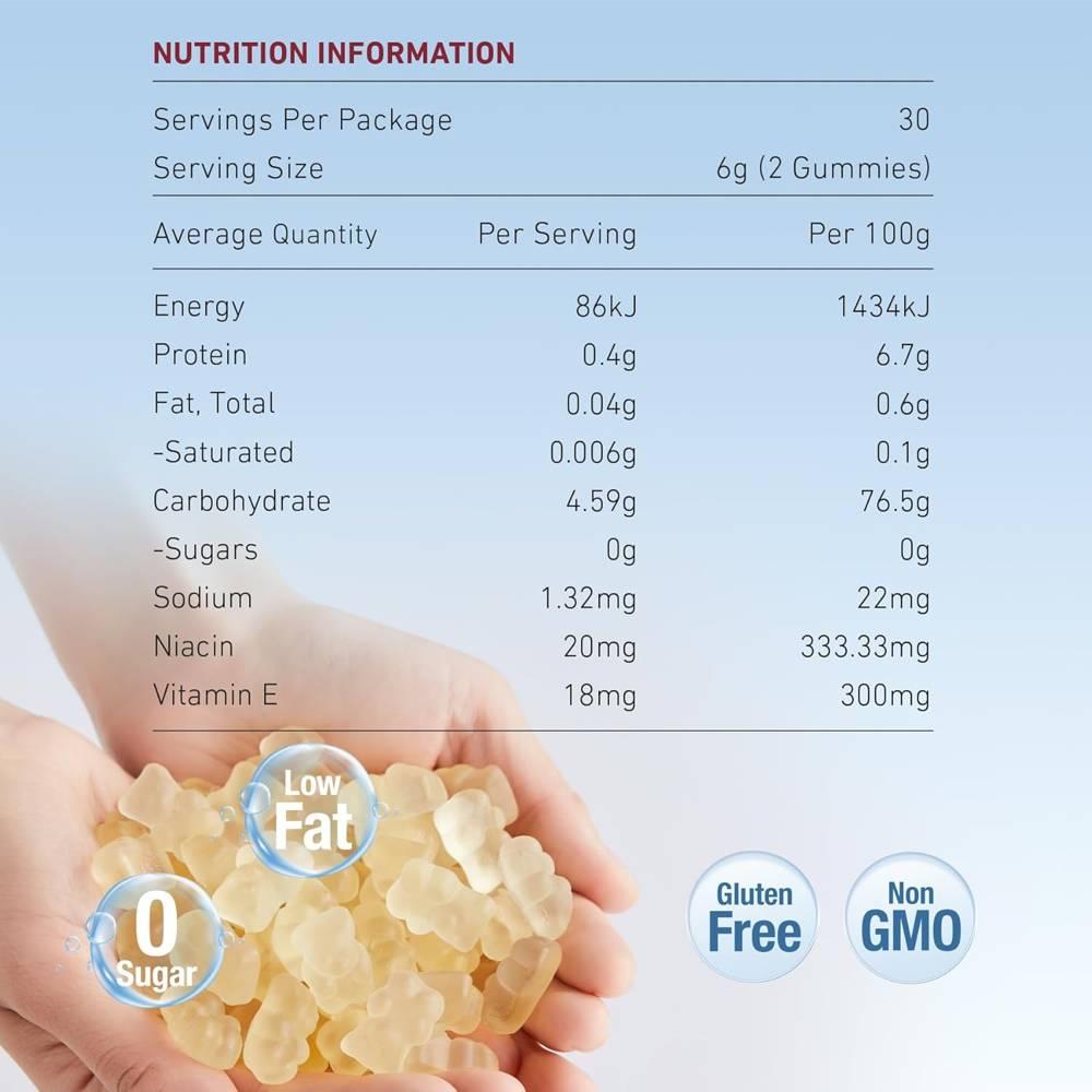 Nicotinamide Gummy, Glow with Nicotinamide & Vitamin E, Jasmine & Grapefruit Flavor, 60 gummies