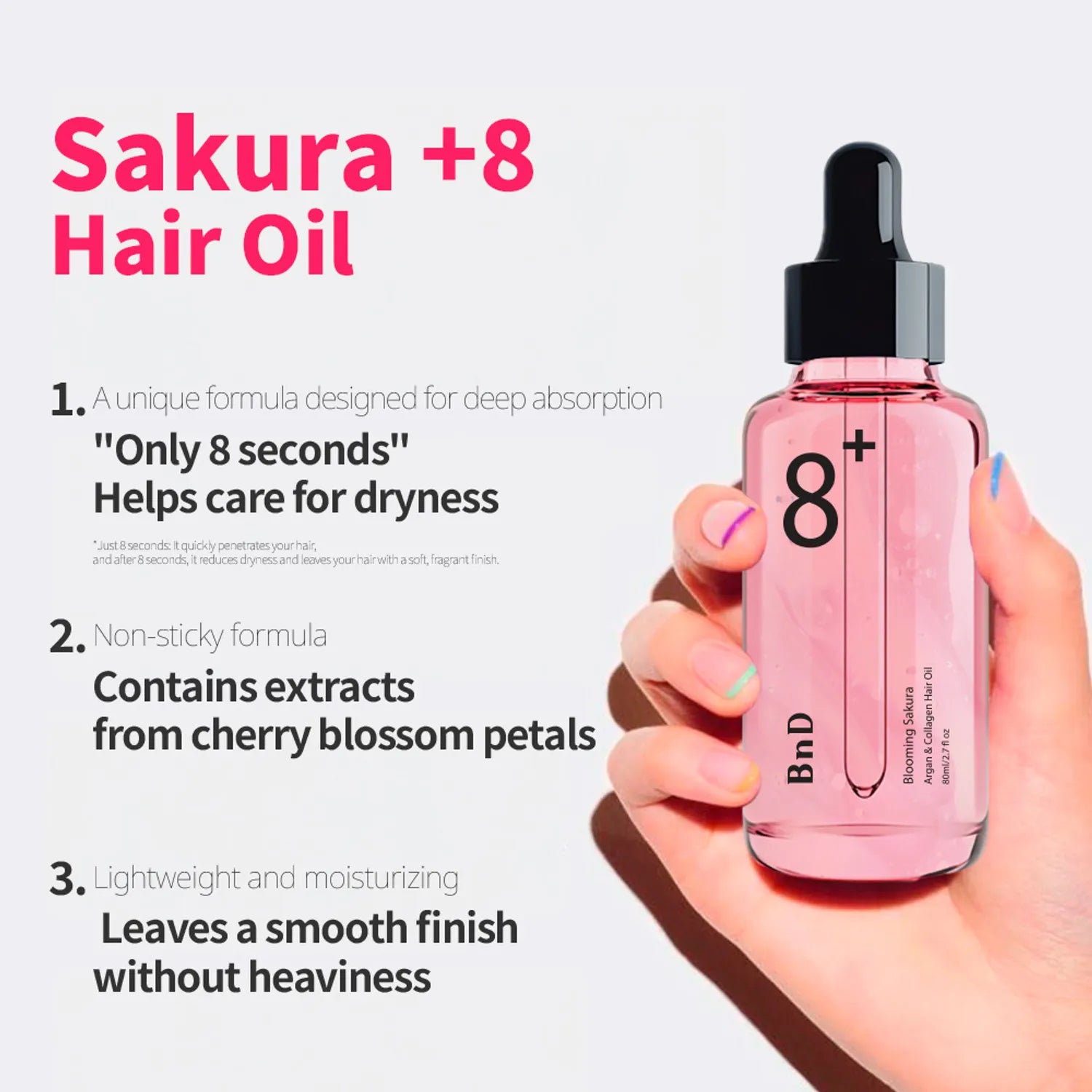 BnD Blooming+8 Argan & Collagen Hair Oil 80ml
