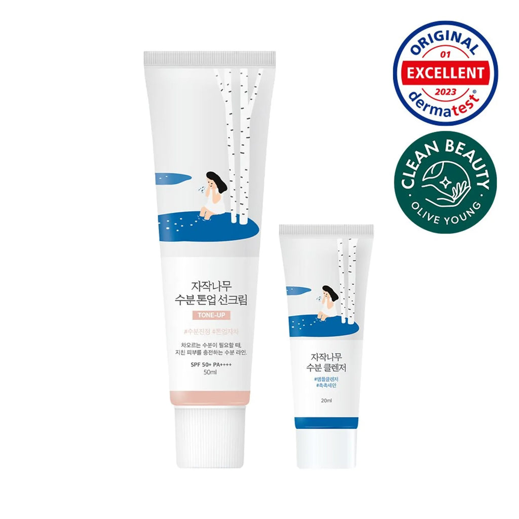 ROUND LAB BIRCH JUICE MOISTURIZING TONE-UP SUNSCREEN 50ml Special Set (+Cleanser 20mL)