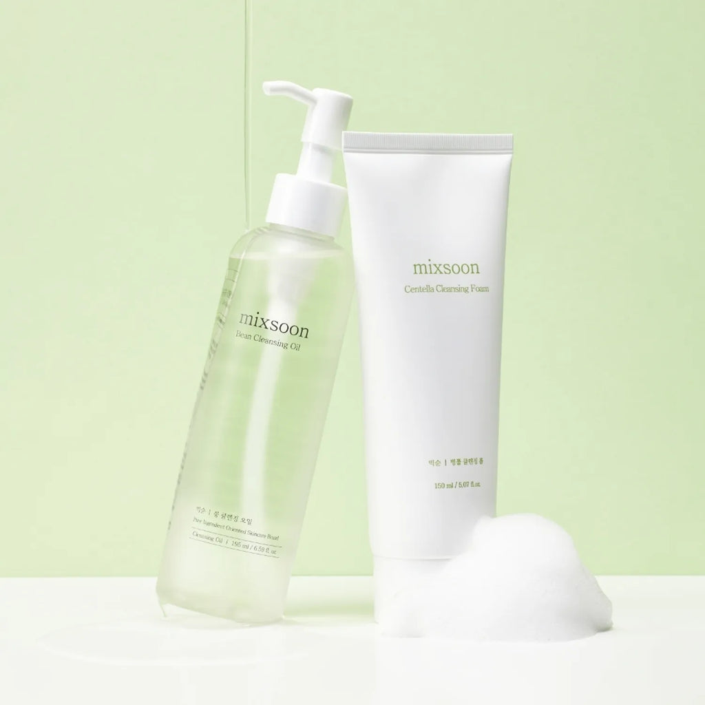 mixsoon Double Step Cleansing Duo Set (Centella Cleansing Foam 150ml + Bean Cleansing Oil 195ml)