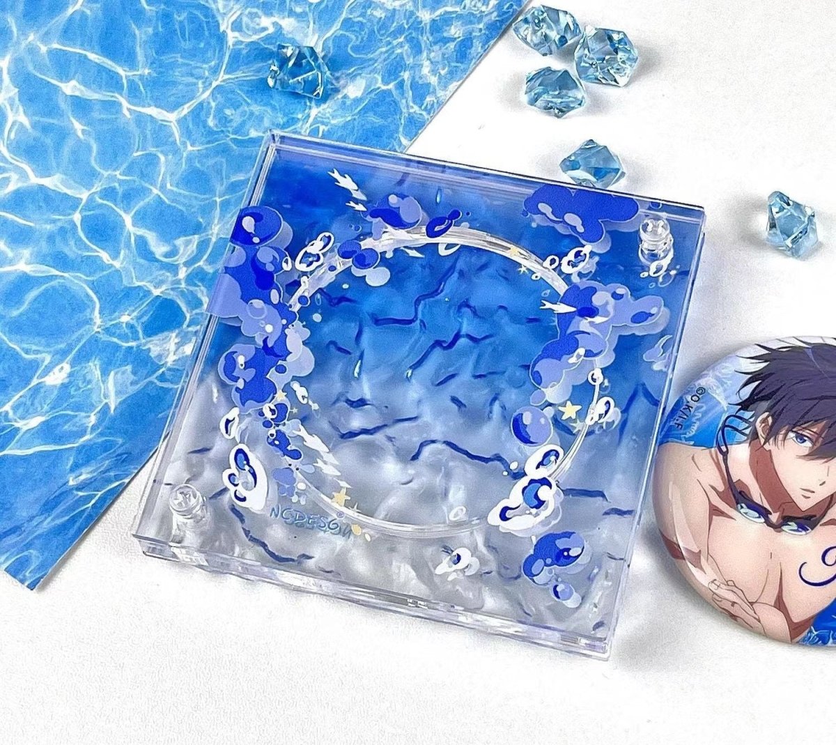 Anime Badge Display | Immersed In The Depths Of The Sea  Acrylic Gradient Water Ripple Badge Display
