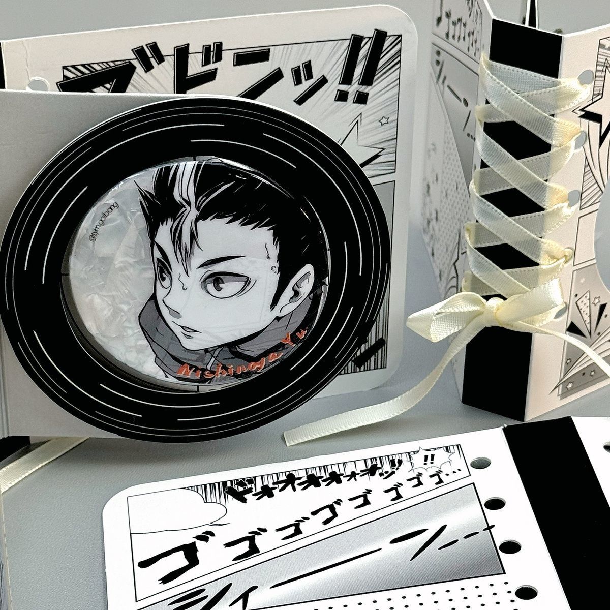 Anime Badge Display | Ribbon Rotating Paper DIY Badge Holder FUNIMECITY Goods Display - FUNIMECITY