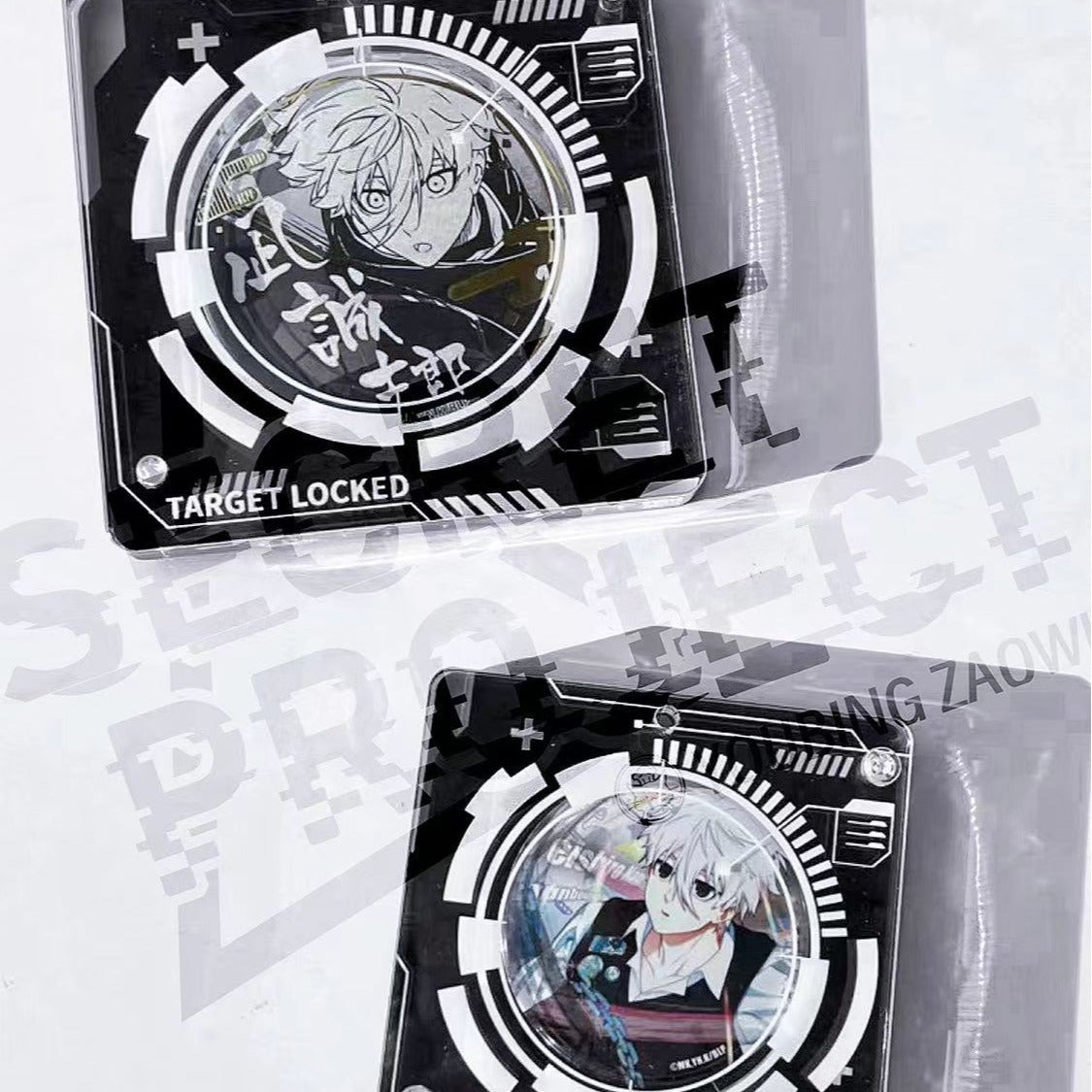 Anime Badge Display | Secret Project Acrylic Badge Standee FUNIMECITY Goods Display - FUNIMECITY