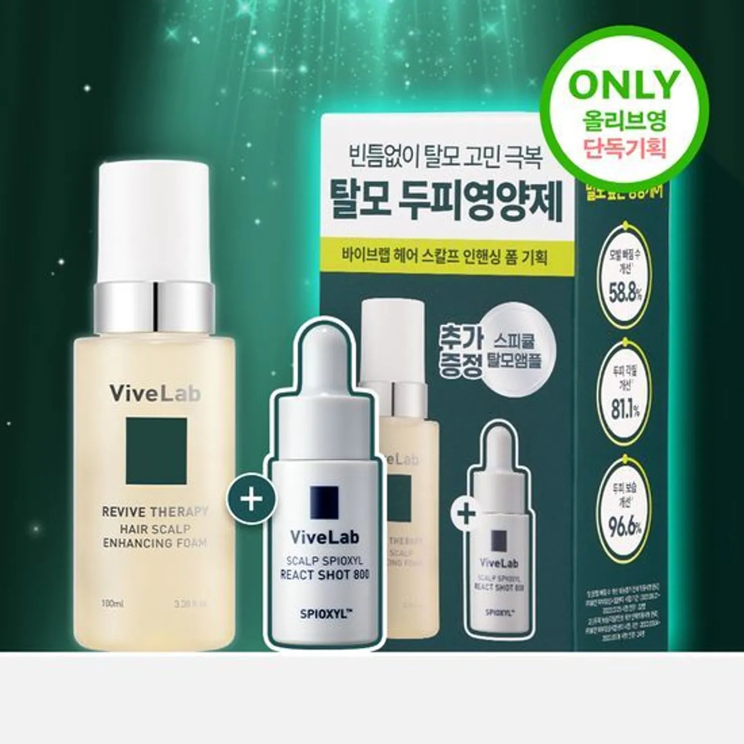 vivelab Revive Therapy Hair Scalp Enhancing Foam 100ml Set (+Spioxyl React Shot 800 8ml)