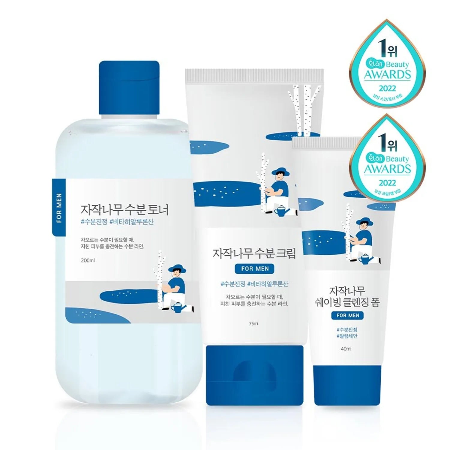 ROUND LAB For Men Birch Juice Toner/Cream 2P Set (+Shaving Foam 40mL)