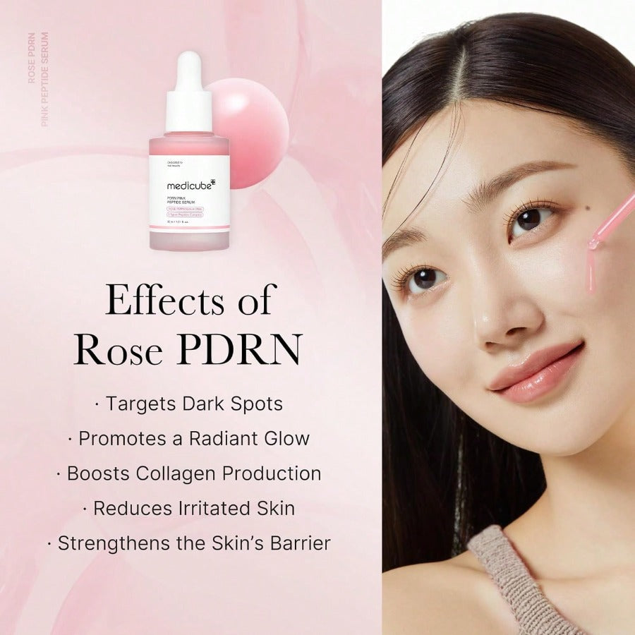 Medicube PDRN Pink Peptide Serum 30ml/1.01 Oz, Pink Glow Serum, Peptide, Niacinamide, Hydrating & Moisturizing & Firming, Uneven Skin Tone, Korean Skincare