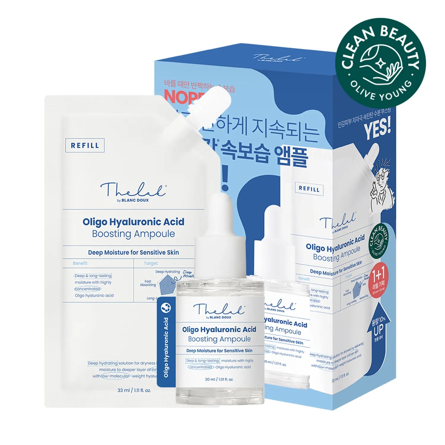 THE LAB by blanc doux Oligo Hyaluronic Acid Boosting Ampoule 30mL Special Set with Refill