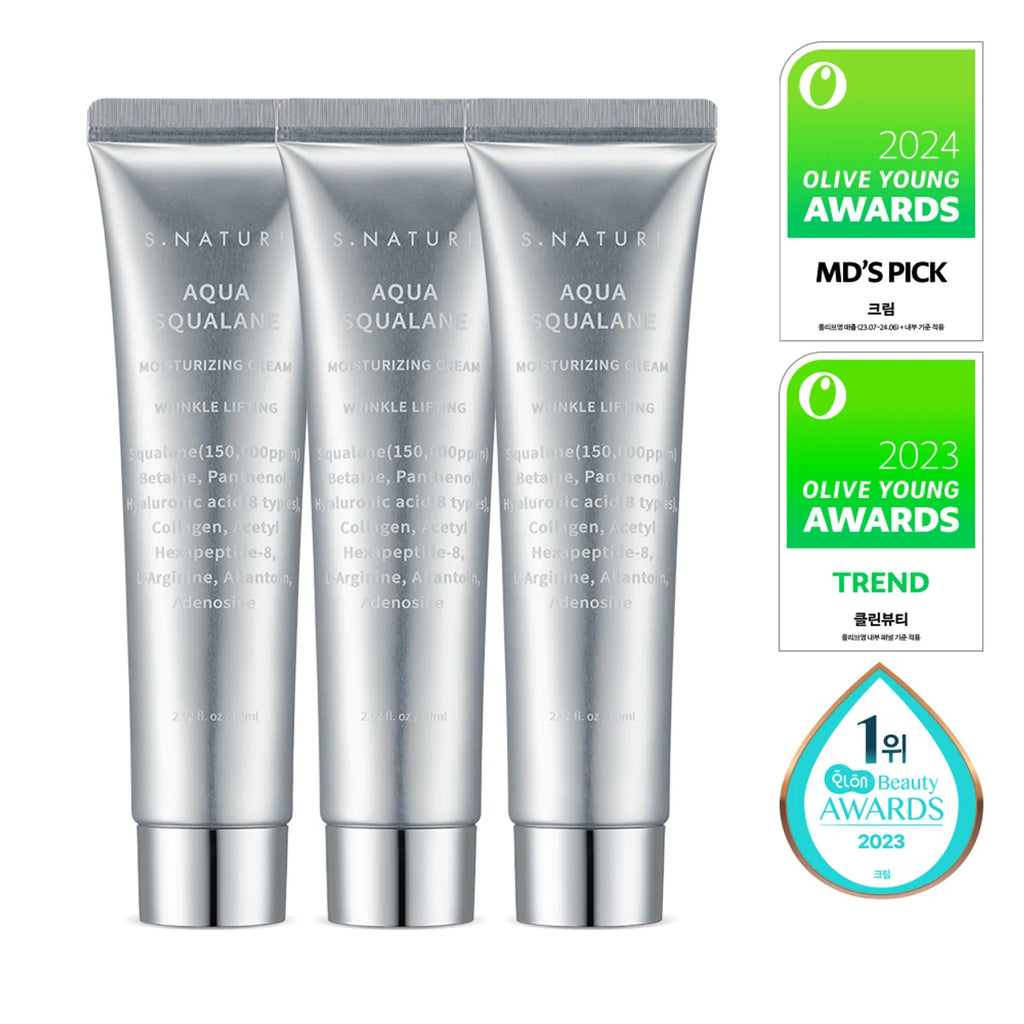 S.NATURE Aqua Squalane Moisturizing Cream 60ml Triple Pack (+Calming Pad 2P)