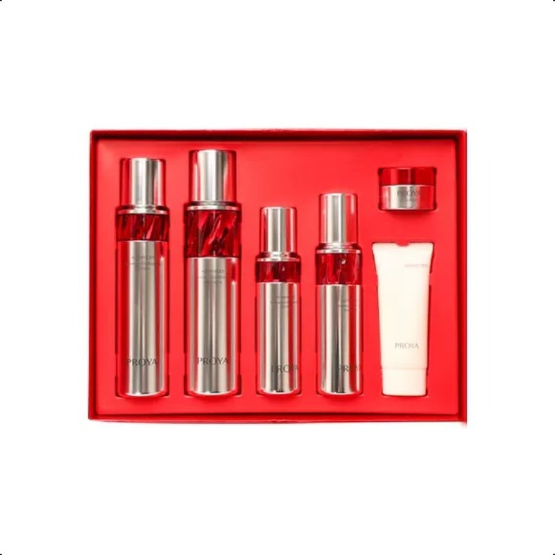 PROYA Ruby Cream  Lotion and emulsion Set (essence120+60ml+Emulsion120+60ml+Cream - Light For Oily Skin15g+Foam Cleanser40ml)