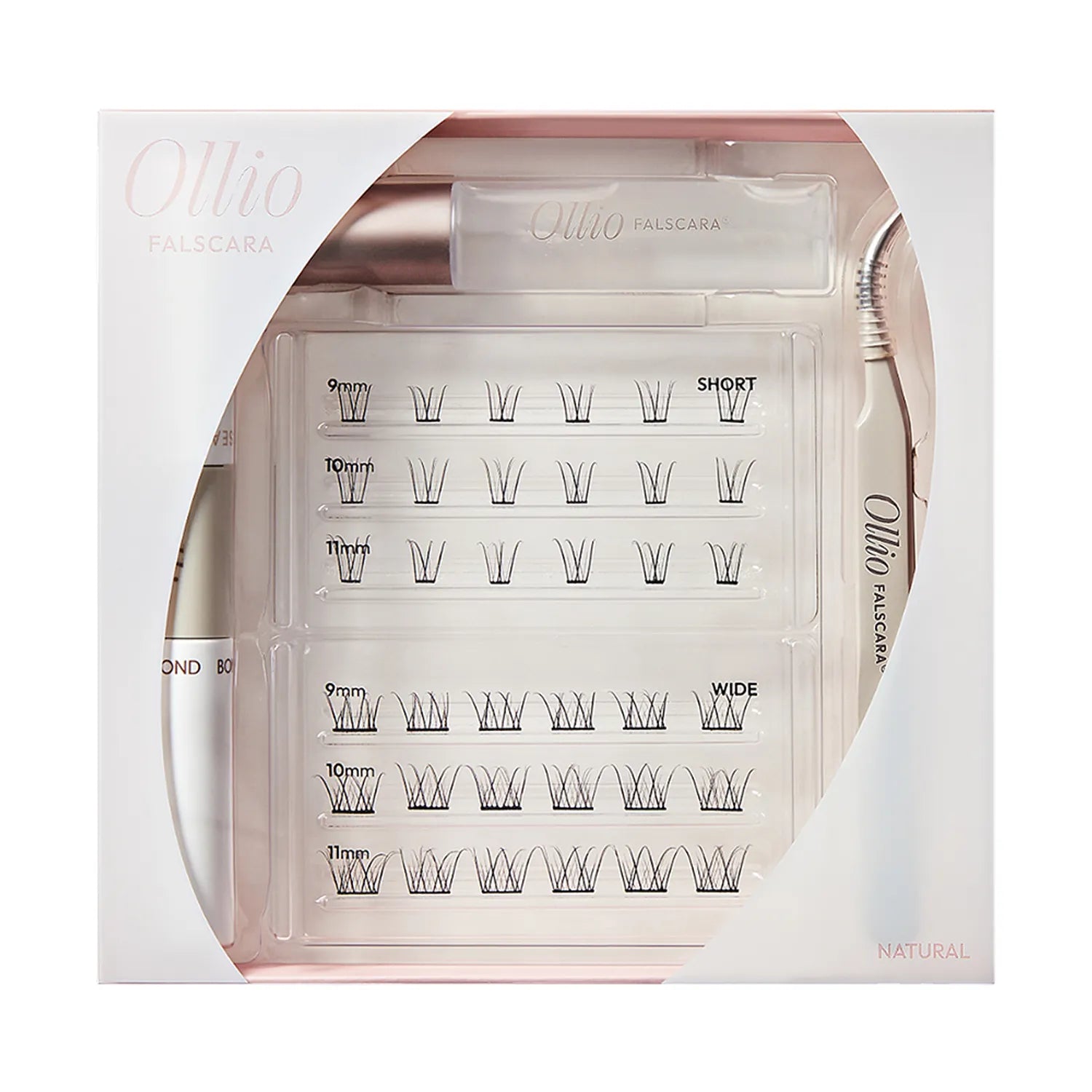 Ollio Falscara Eyelash All-in-One [KIT] (9/10/11mm) 36pcs (+Mini Bond, Tweezer, Mini Remover)