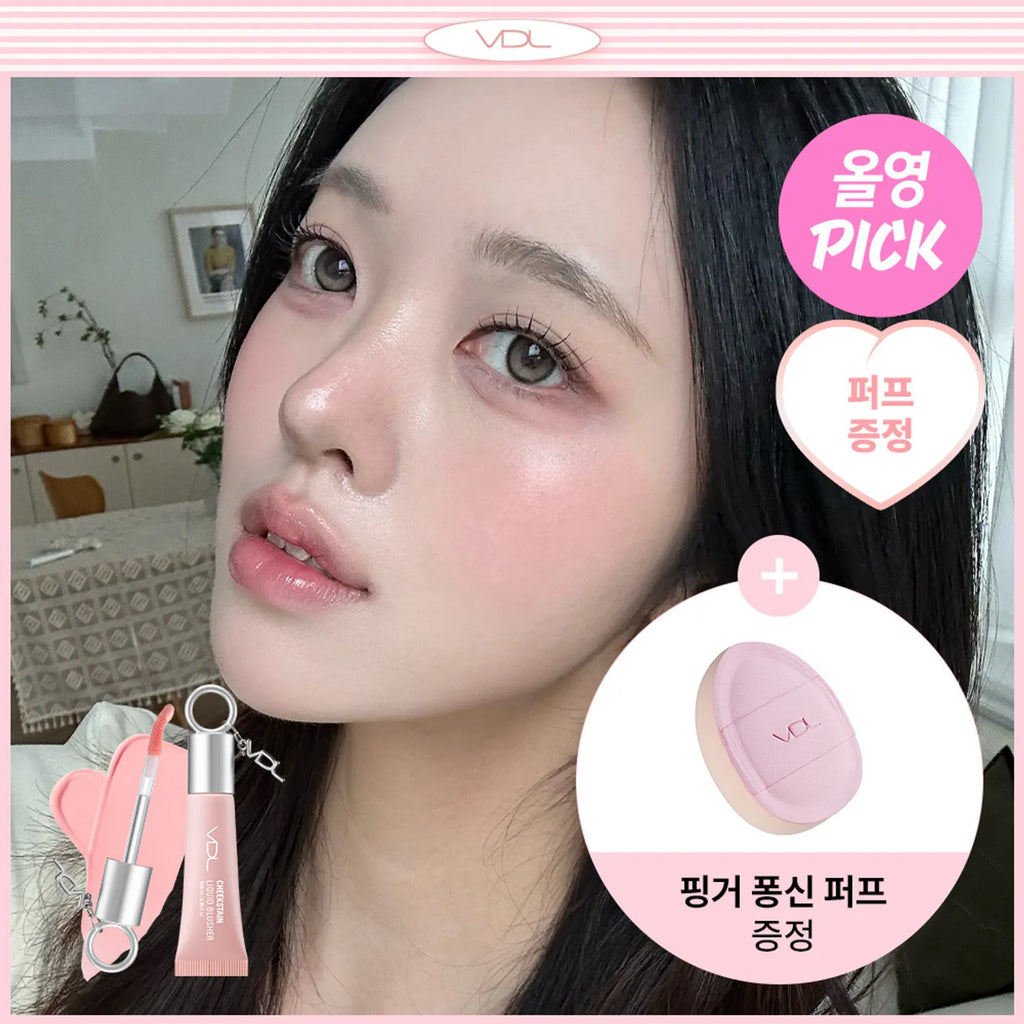 VDL Cheekstain Liquid Blusher 10.5ml Set (+Finger Puff) (4 Colors)