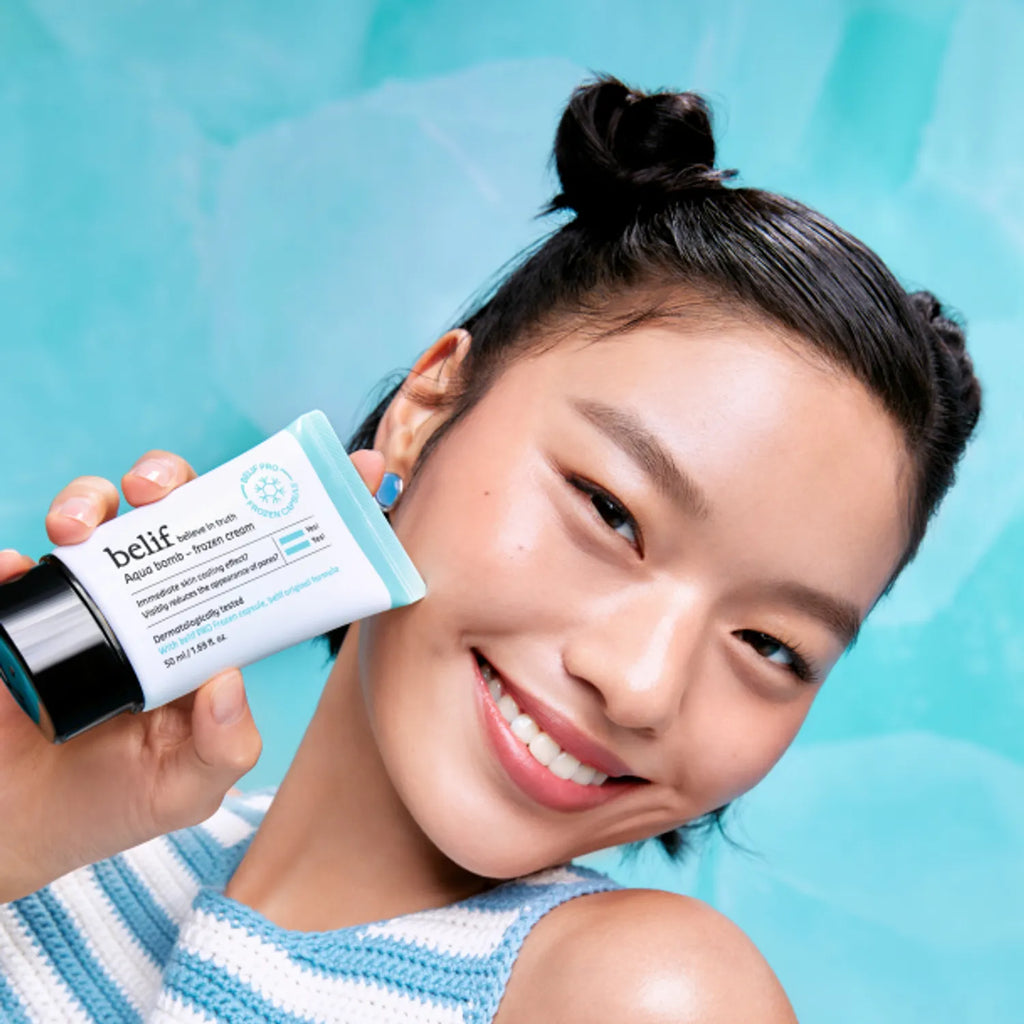 [dropdropdrop EDITION] belif Aqua Bomb Frozen Cream Set (Cream 50ml+31ml+Ceramic Guasha)
