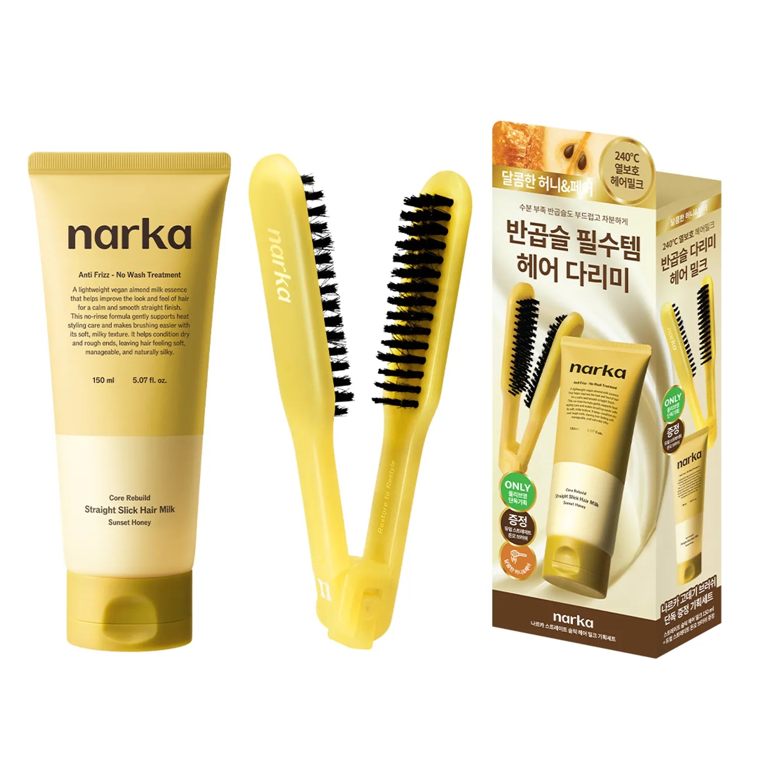 narka Core Rebuild Straight Slick Hair Milk 150ml (Blossom Dawn / Sunset Honey) (Set/Single)