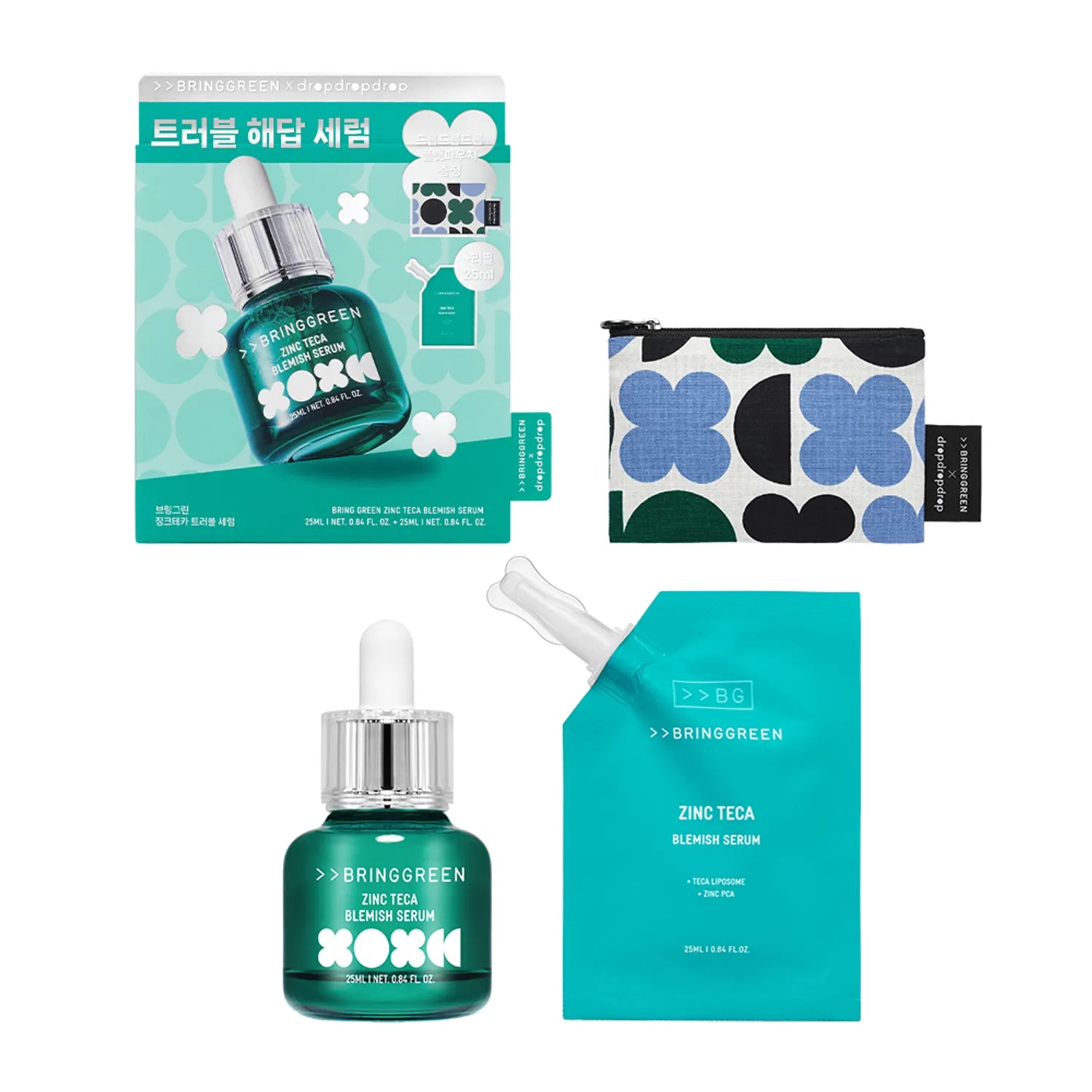 [dropdropdrop EDITION] BRINGGREEN Zinc Teca Blemish Serum 25ml+Refill 25ml (+DRP Flat Pouch)