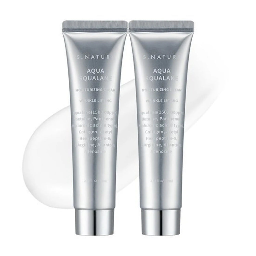S.NATURE Aqua Squalane Moisturizing Cream 60ml Double Pack (+Mini Mirror)