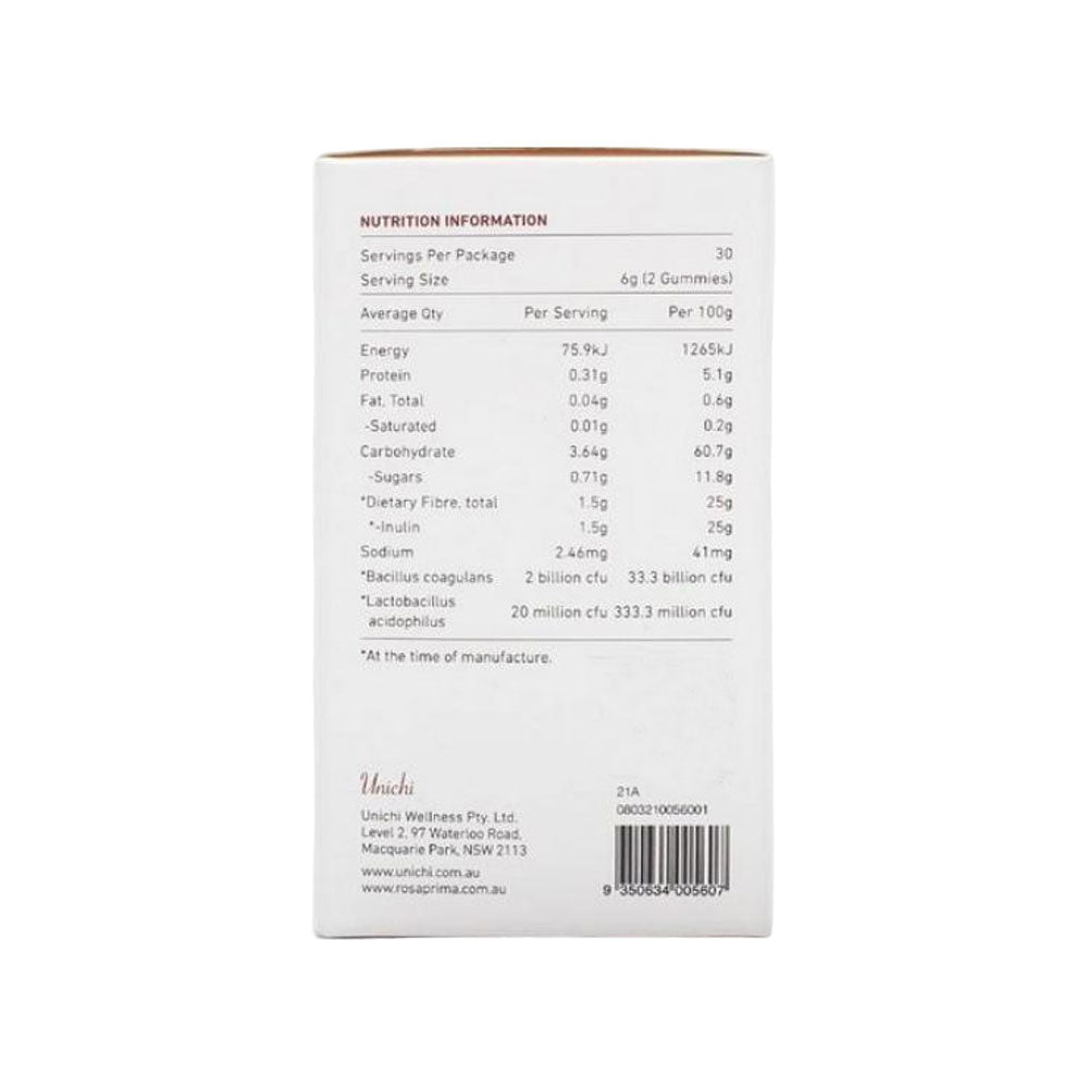 Rosa Prima’s Pre & Probiotics Gummy By UNICHI Gummies (60 Gummies) Supports Digestive Health