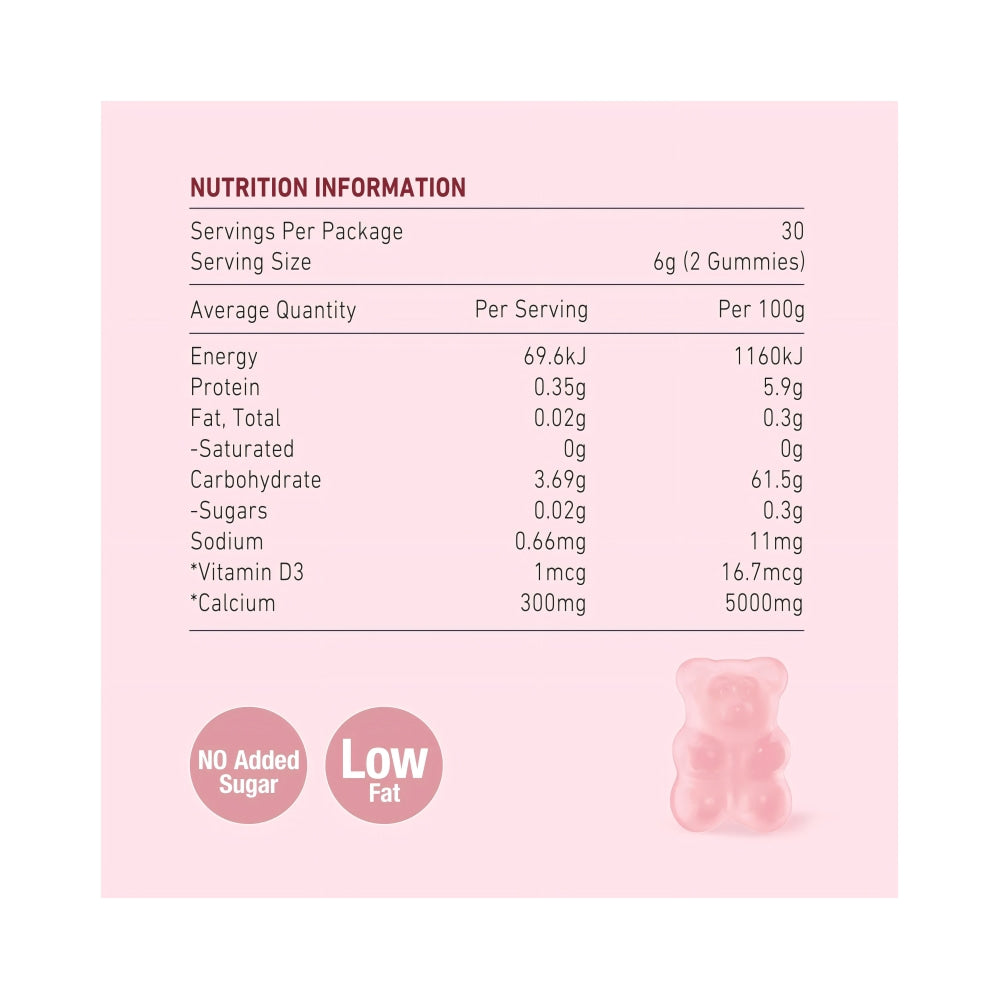 Calcium Vitamin D3 Gummy, Strawberry & Yogurt Flavor, 60 gummies